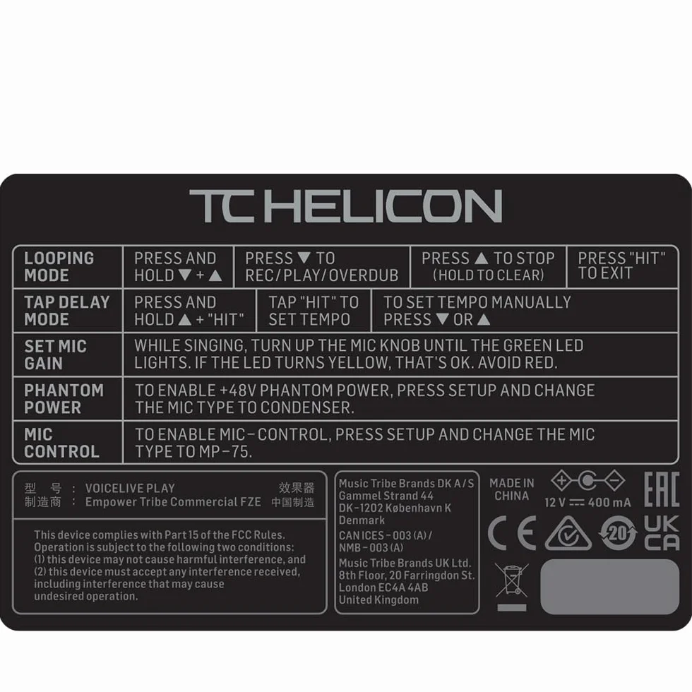 TC Helicon Voicelive - Pedal de efectos y armon?a vocal