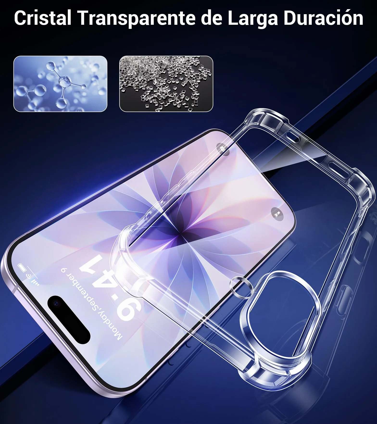 FLLAO 5 en 1 Funda para iPhone 17 con 2 Protector Pantalla y 2 Protector Lente Cámara, [Almohadilla de Aire integrada] Antigolpes Antiarañazos Phone Carcasa 6,3 Pulgadas, Transparente