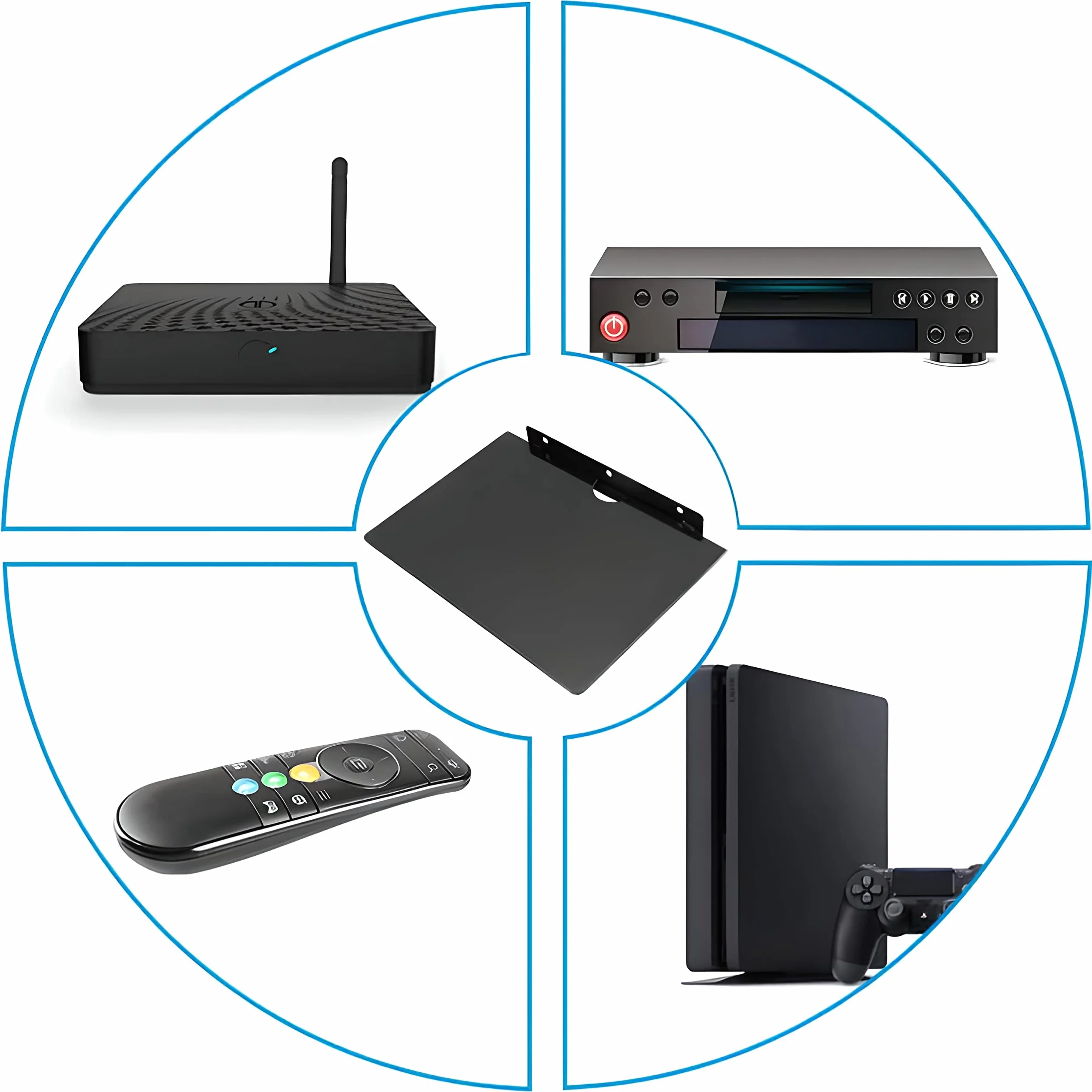 Retoo Estantería Pared Estante Colgante de cristal hasta 10kg para multimedia de TV reproductor de DVD, cajas de cables, consolas de juegos, reproductores de Blu-Ray, receptores Hi-Fi