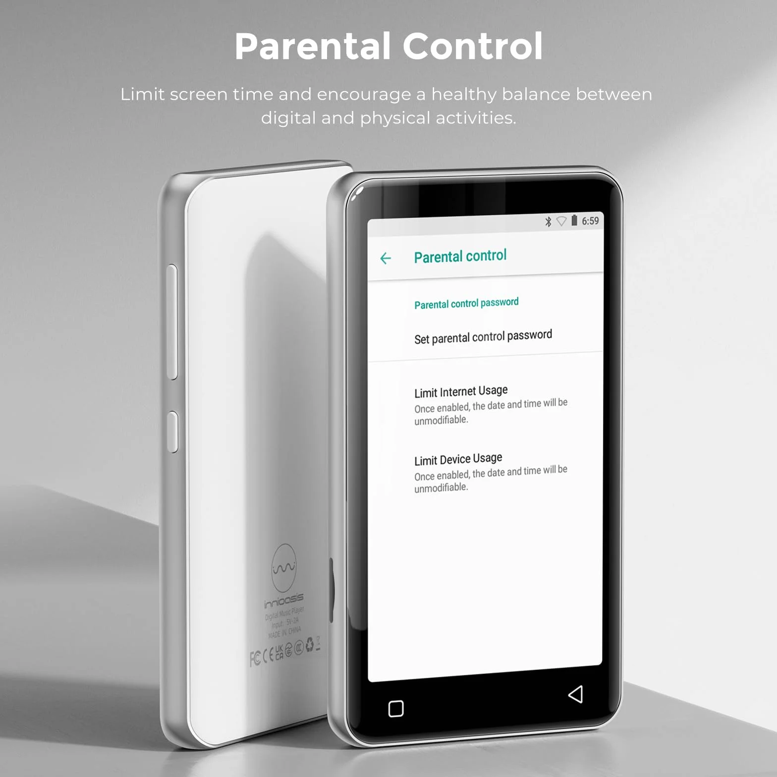 Reproductor Muisc con Bluetooth Plateado