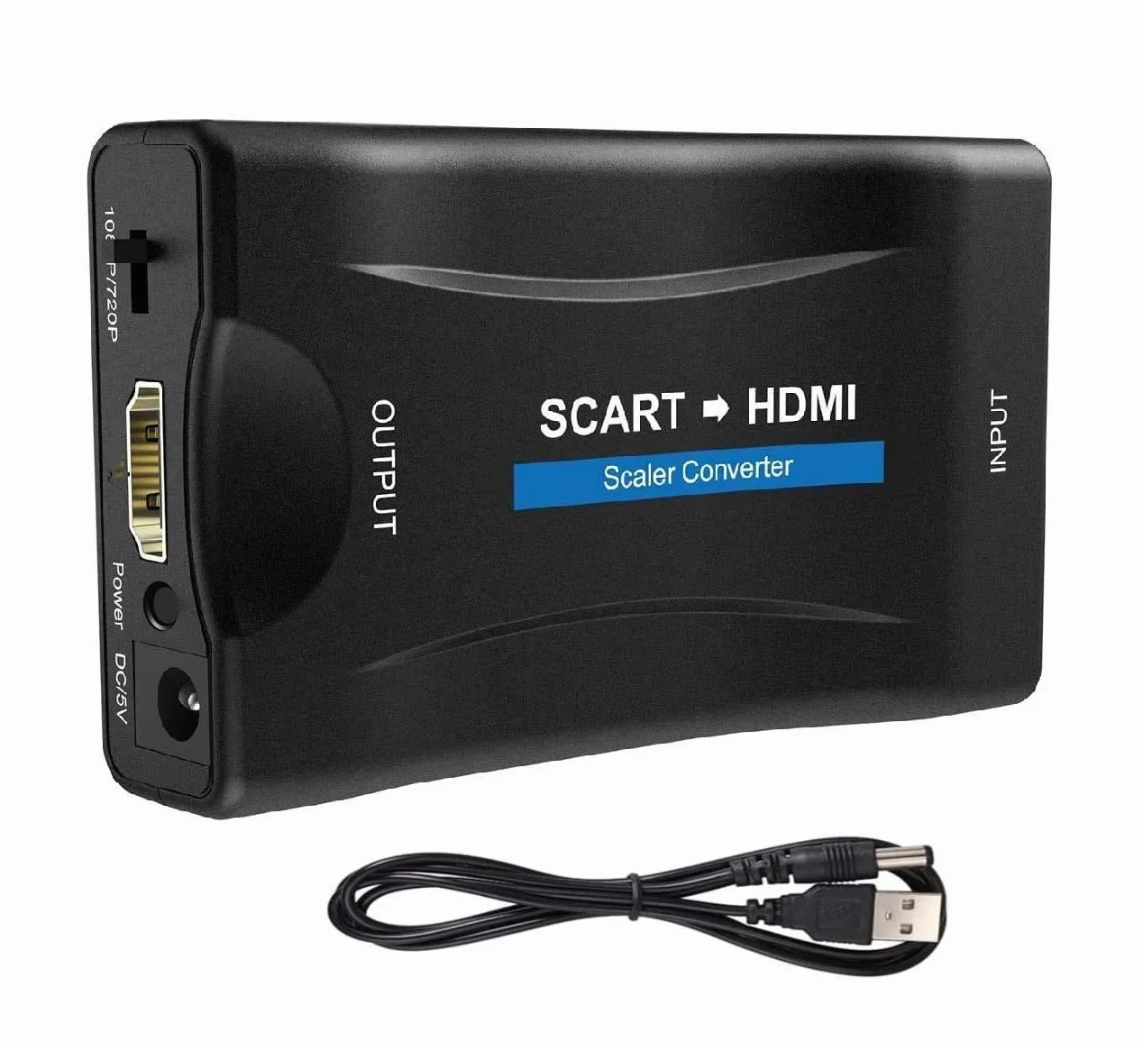 Adaptador Scart a Hdmi Convierte la entrada analógica en un adaptador de audio de vídeo 720p/1080p para HDTV Stb VHS Xbox Ps3 Sky DVD Crt Blu-ray..