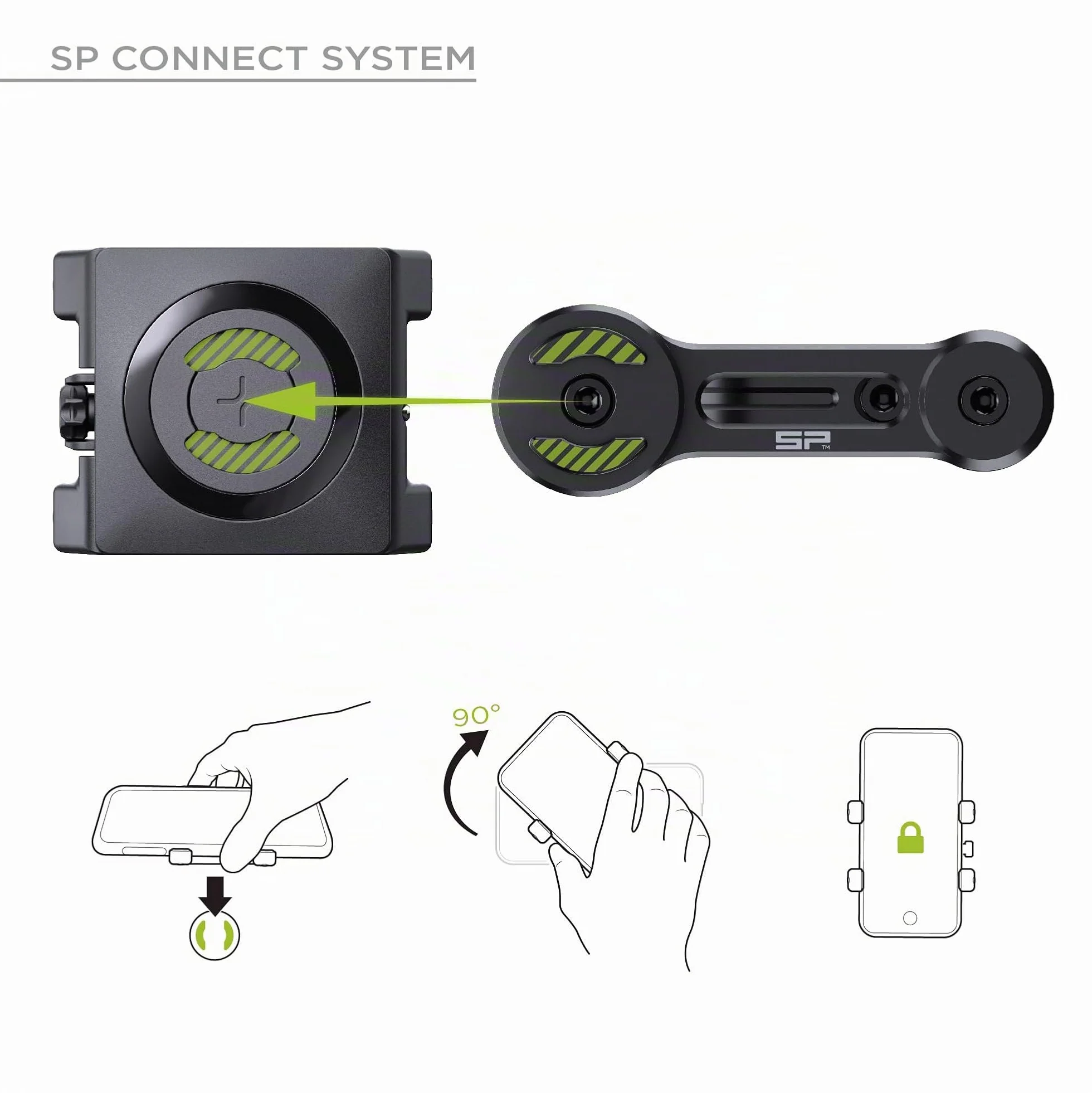 SP Connect Soporte Universal para teléfono móvil para Moto, Bicicleta, ciclomotor, Scooter, Accesorio para navegador de Todos los teléfonos Inteligentes como iPhone, Samsung
