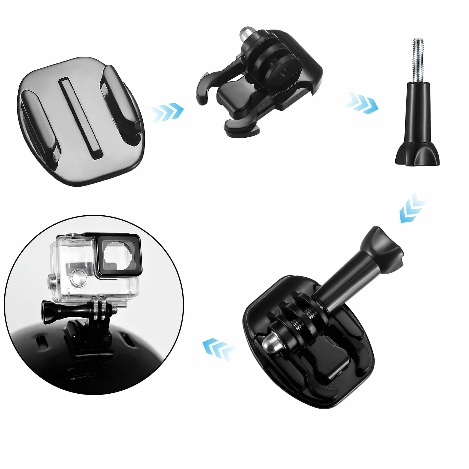 20 Set Compatible con Gopro Pegatinas para Casco, Almohadillas Adhesivo de Montaje, Adhesivos Pegatinas Almohadillas Plana Curvada compatibles con GoPro Hero Session/4/3/3+/2 Cámara de Acción