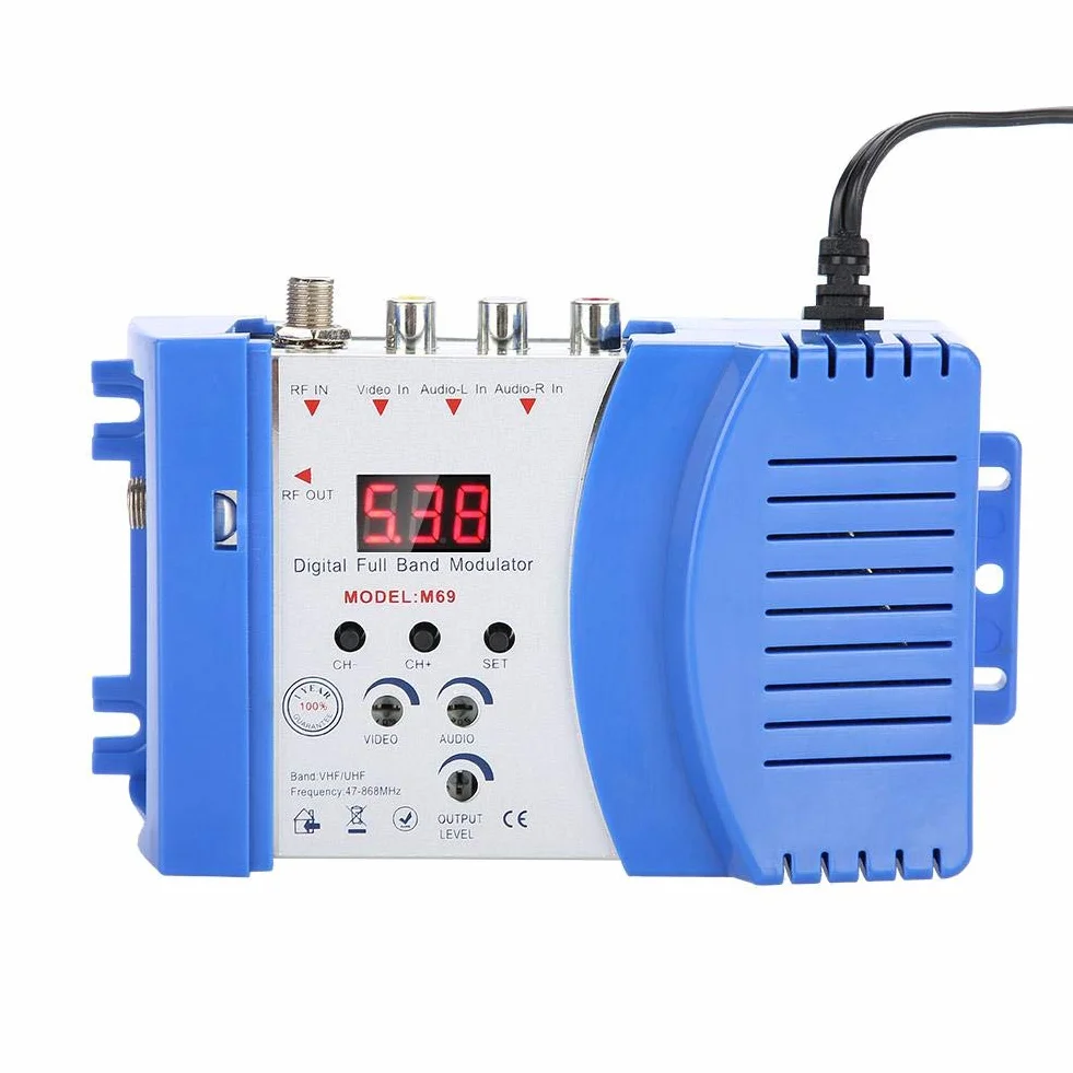 Bewinner Modulador Digital de Radiofrecuencia Universal Compacto para Hogar - Convertidor de Señal de Audio y Video VHF UHF EU Compatible con Sistemas de Televisión Domésticos
