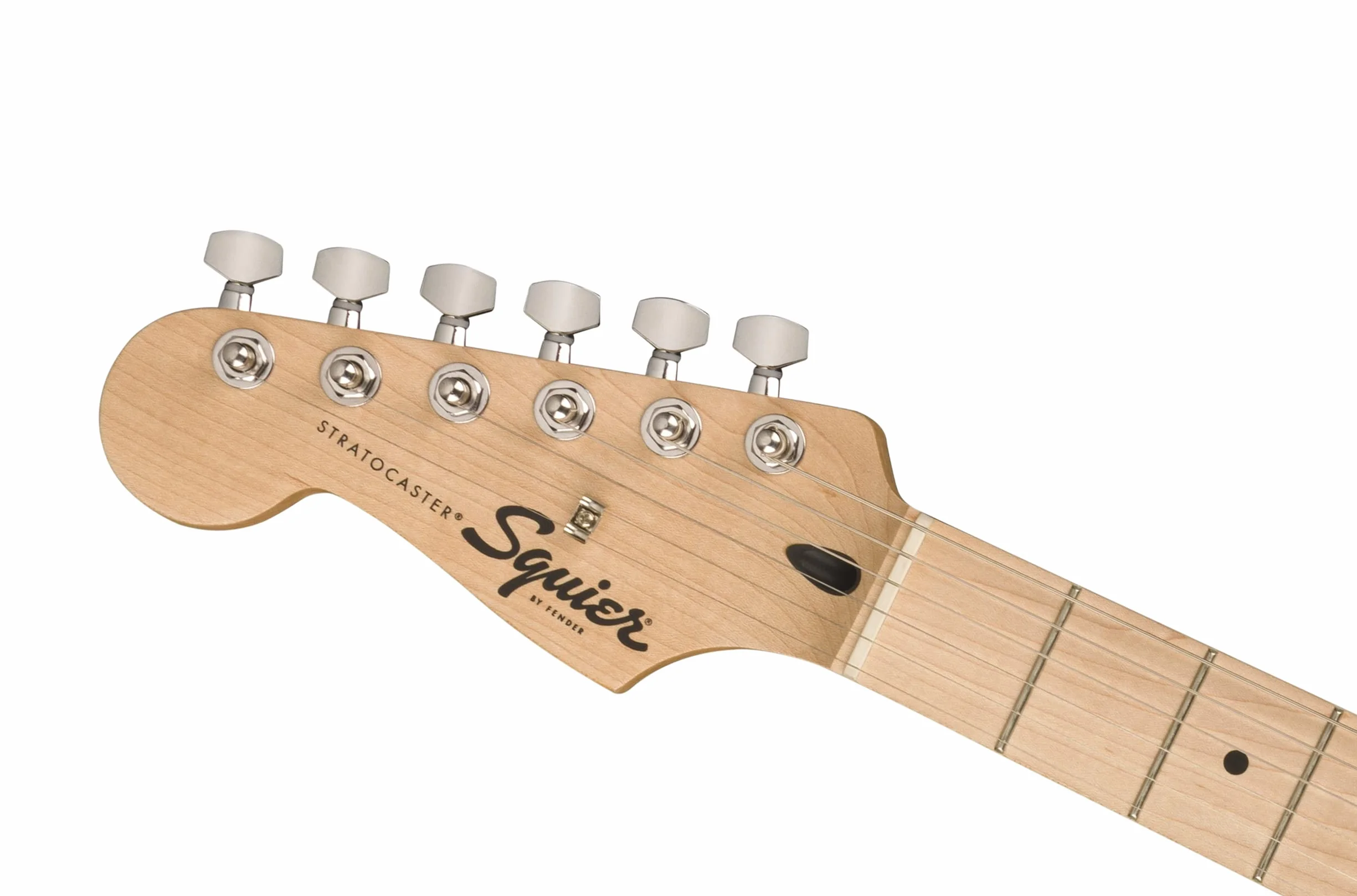 Squier by Fender Sonic Stratocaster Guitarra Eléctrica para Zurdos, Diapasón de Arce, Golpeador Blanco, Negro