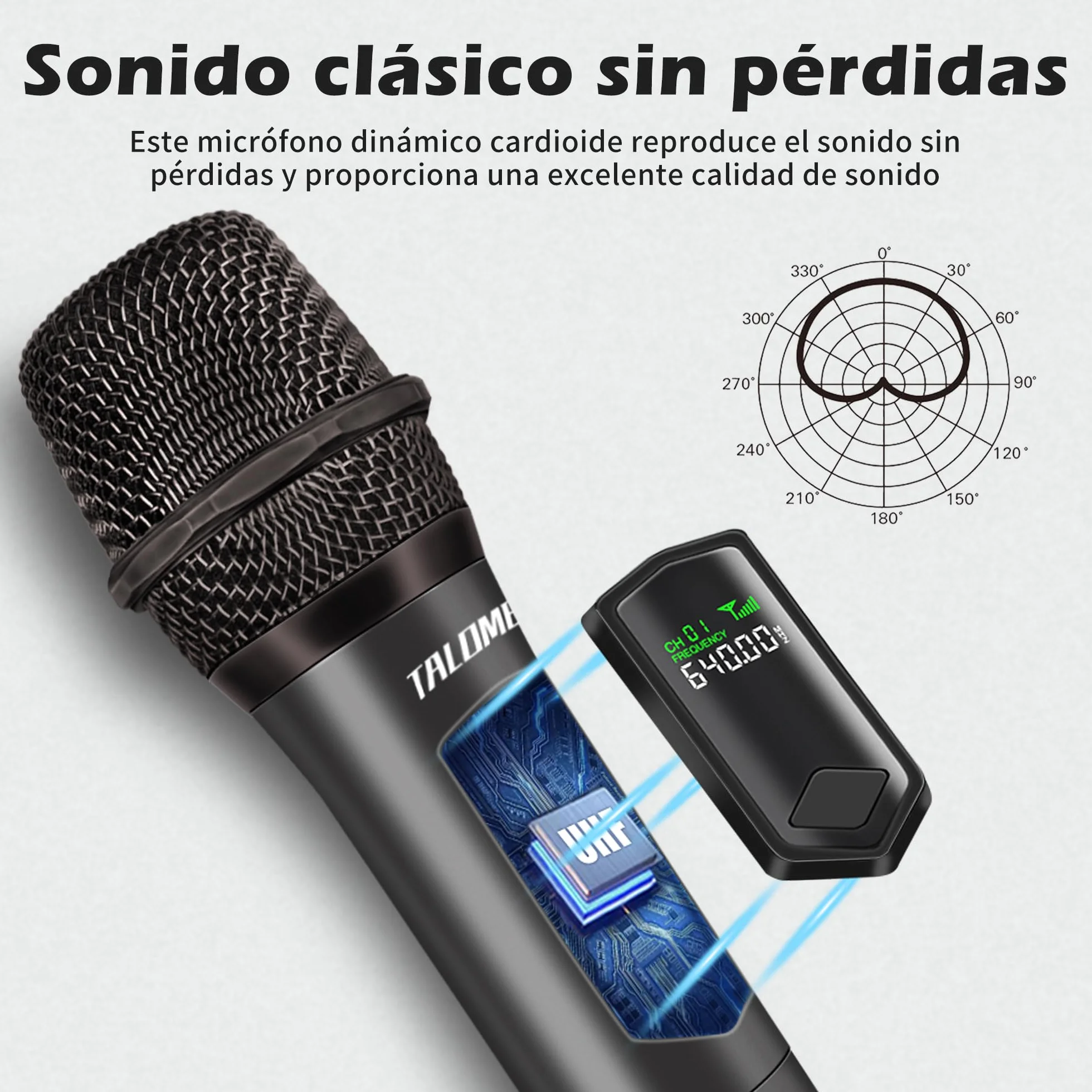 Talomen,Micrófono Inalámbrico,2.4G Daul Microfonos Inalambricos Set con Receptor,Microfono Inalambrico Karaoke Profesional,Microfono Dinámico Recargable,160ft,para Karaoke,Boda,DJ,Fiesta,Iglesia,K60-2