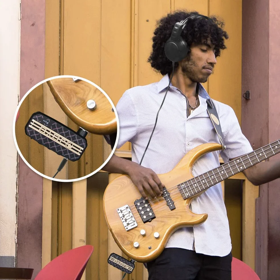 JOYO Amplificador de bolsillo para auriculares para bajo y guitarra, mini amplificador de práctica con entrada auxiliar (JA-03B)