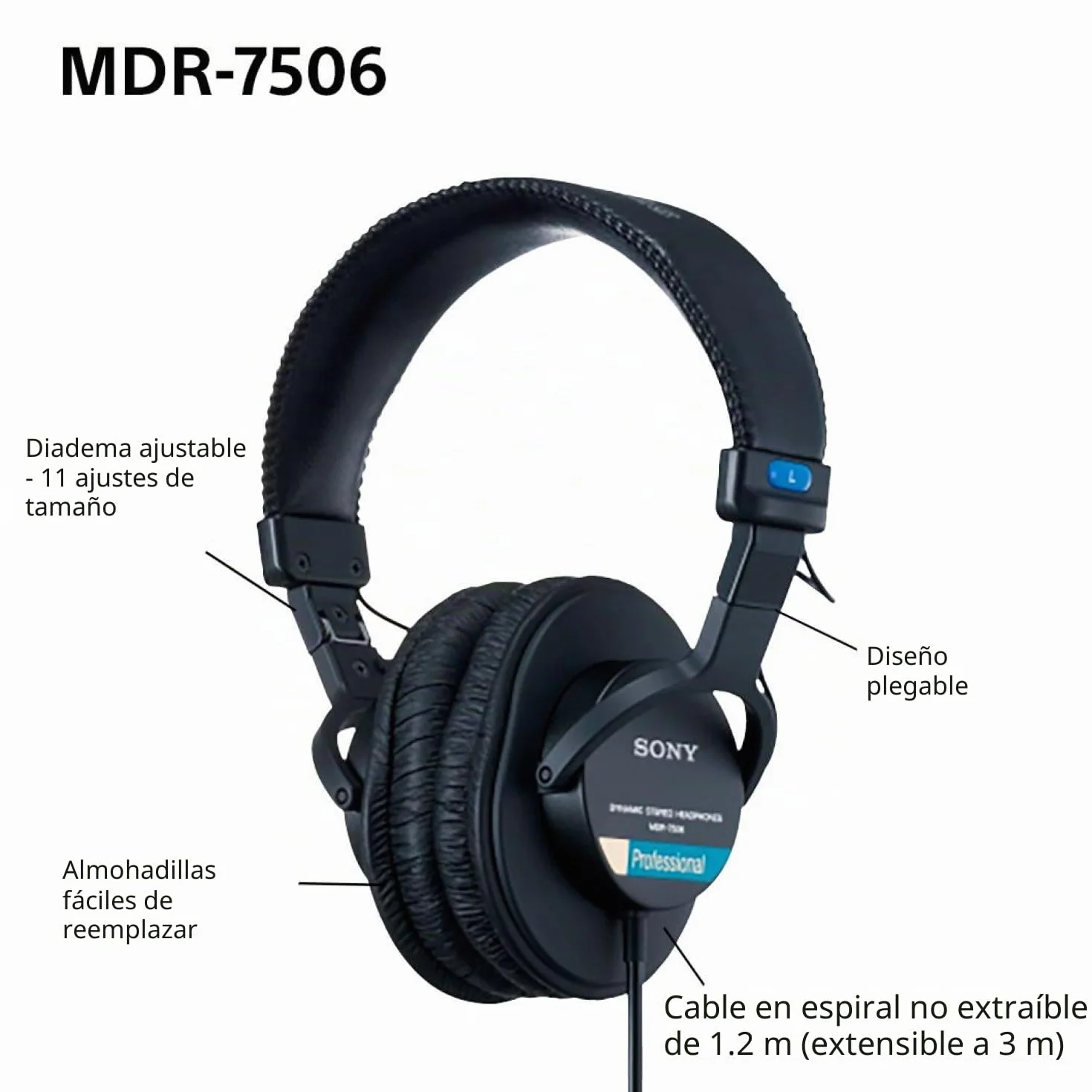 Sony MDR-7506 - Auriculares de diadema cerrados (reducción de ruido, 3.5 mm), negro