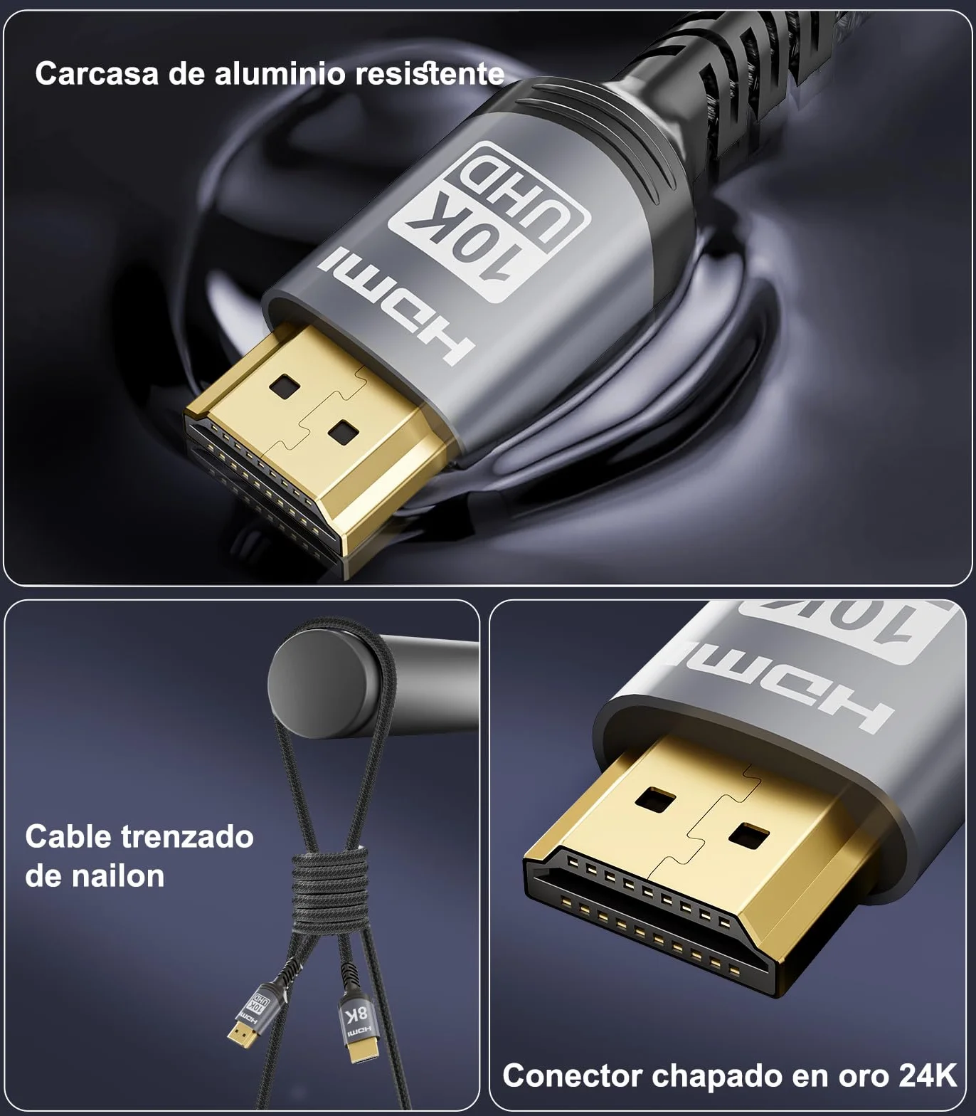 Cable HDMI 2.1 48Gbps 10K 8K 4K 1 Metro Ultra Alta Velocidad Certificado