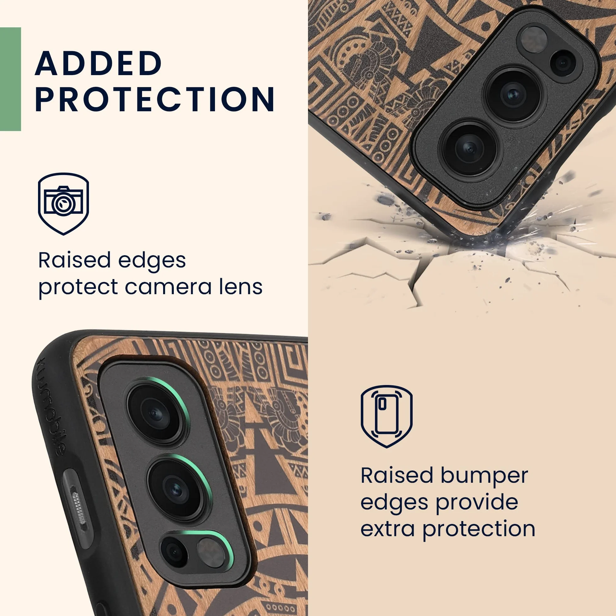 kwmobile Carcasa OnePlus Nord 2 5G Funda de Madera con Bumper Antigolpes Calendario Azteca
