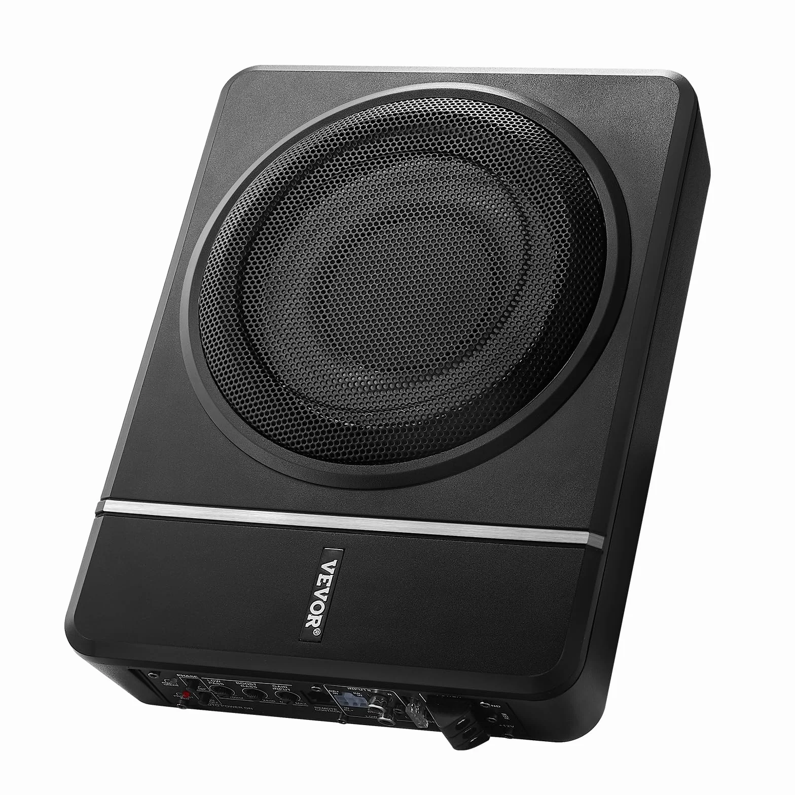 VEVOR Subwoofer para Debajo del Asiento 203mm 120W RMS Altavoz Compacto Amplificador Incorporado Control Remoto