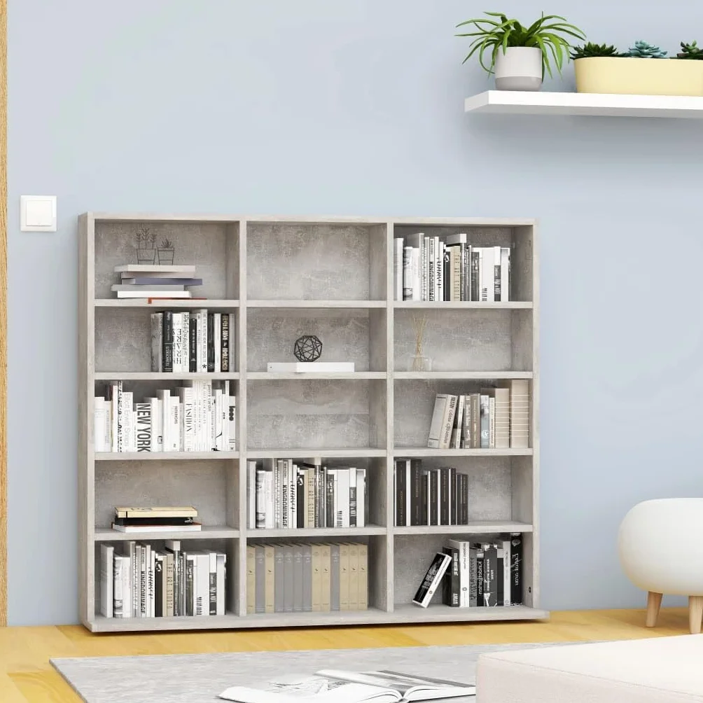 Genérico Estantería para CD contrachapada Gris hormigón 102x23x89,5 cm,Almacenamiento para CD y DVD-801791