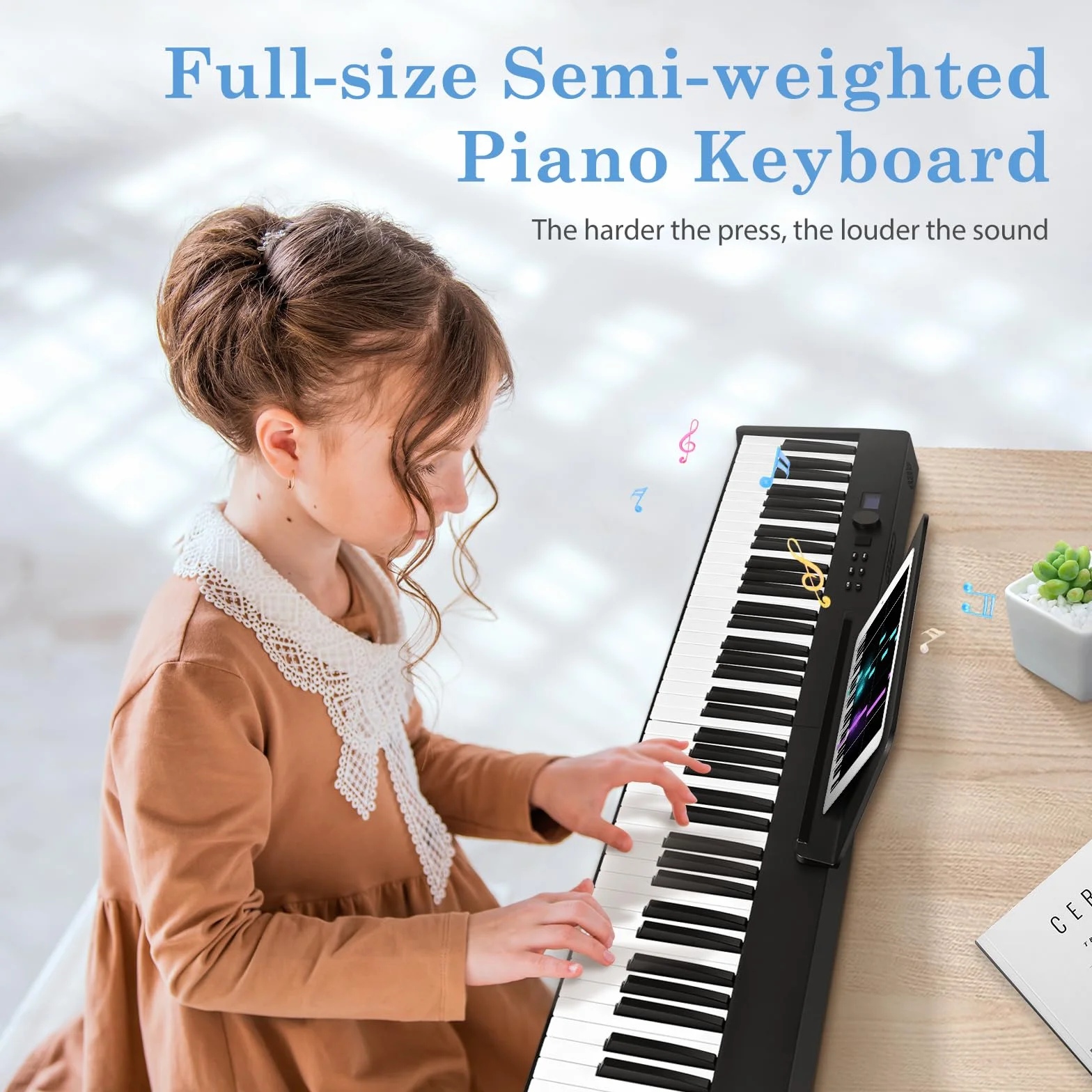 Teclado de Piano de 88 Teclas, Plegable Pianos digitales portátil, Digital Piano con teclas semi-ponderadas de tamaño completo para Principiantes, Teclado de Piano Digital Bluetooth