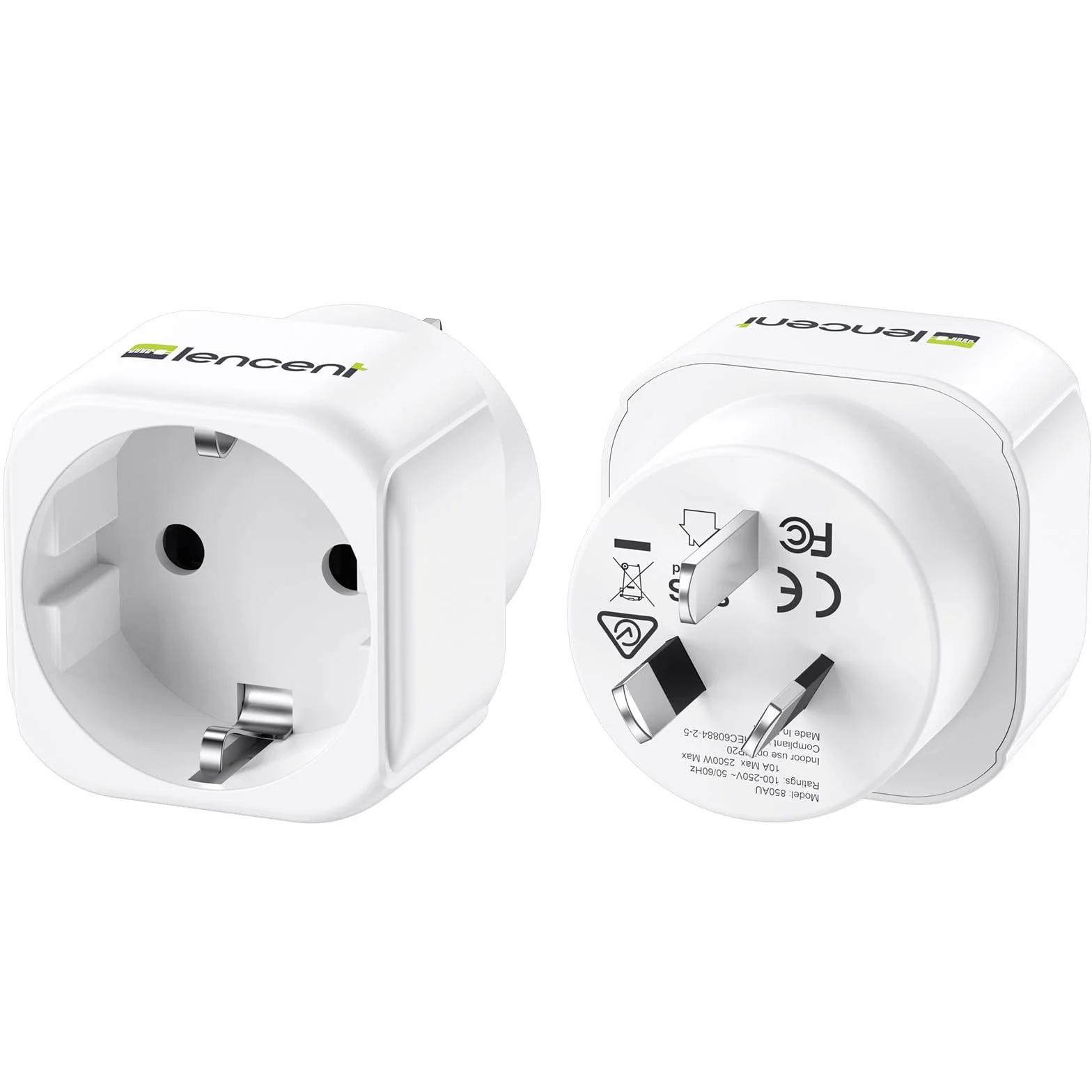 LENCENT 2 Piezas Adaptador Enchufe AU Tipo I de España a Australia, Adaptador 2-Pin Europeo a 3-Pin China para Australia, Argentina, Nueva Zelanda, Fiji