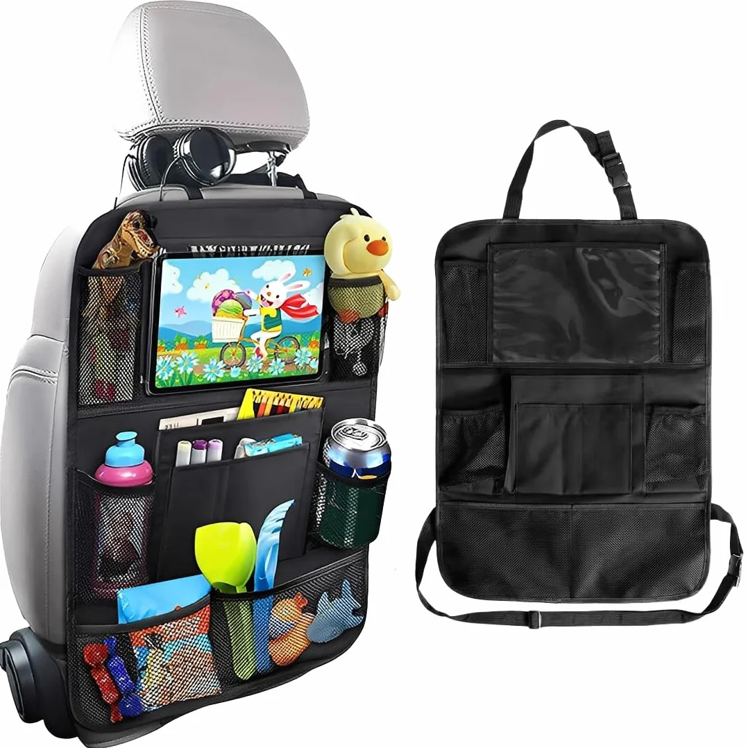 Soporte de Tableta Coche Reposacabezas,Bolsa Porta Tableta Coche - Accesorio de Viaje, para Tableta Infantil/Tableta/Móviles (4,7-13 pulgadas), Almacenamiento para Cosas Pequeñas & Vasos