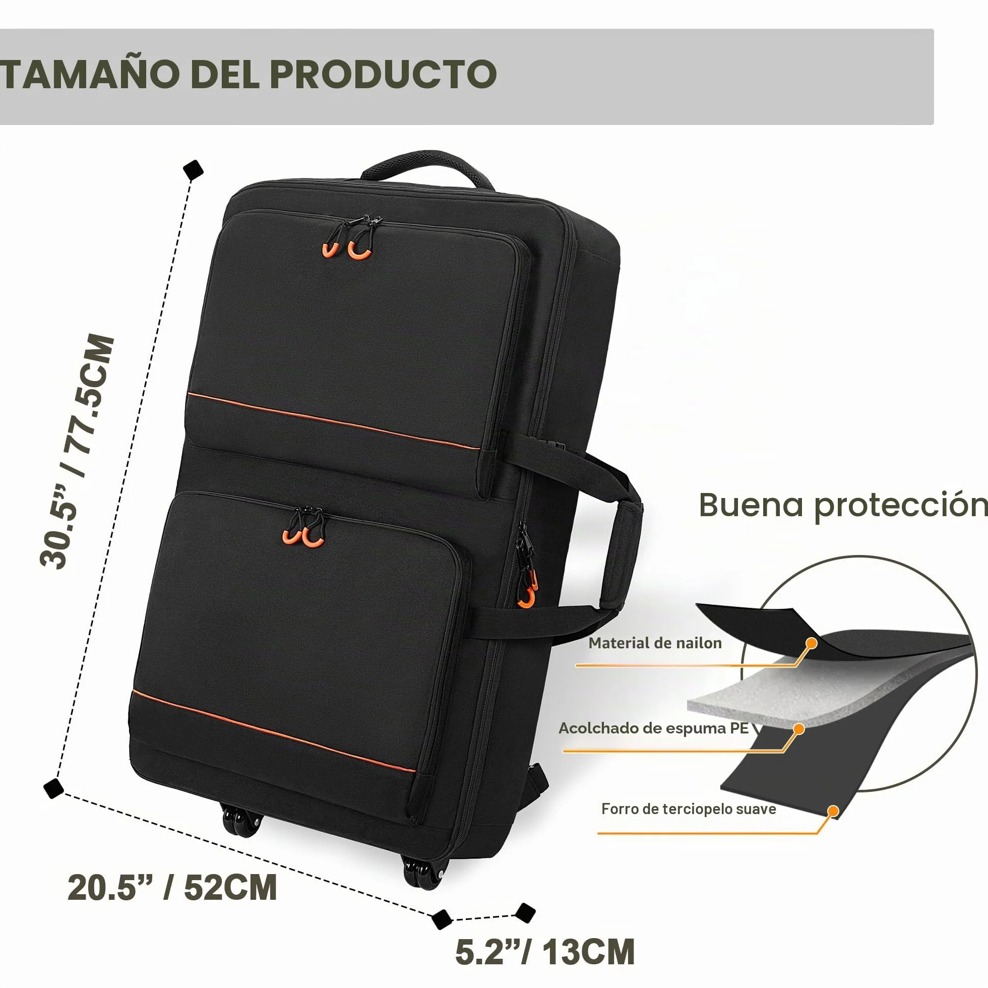 Rexmica Bolsa de Transporte para Controlador DJ con Ruedas, Compatible con Pioneer XDJ RX2/ XDJ RX3/ XDJ-RX/DDJ-FLX10/ DDJ REV7/ DDJ 1000SRT, Mochila Acolchada con 2 Bolsillos para DJ Accesorios