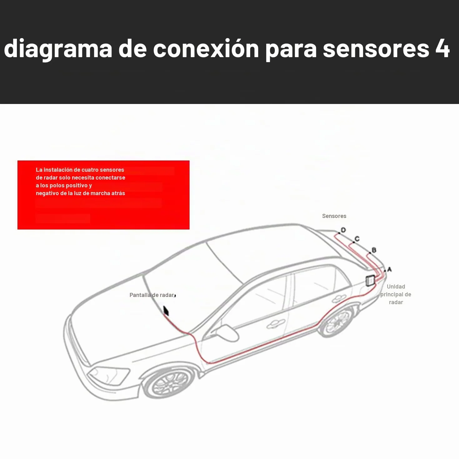 OSAN CICMOD Sensores de Aparcamiento Marcha Atras, Kit de Auto LED Display + Alarma de Sonido + 4 Sensores Negro