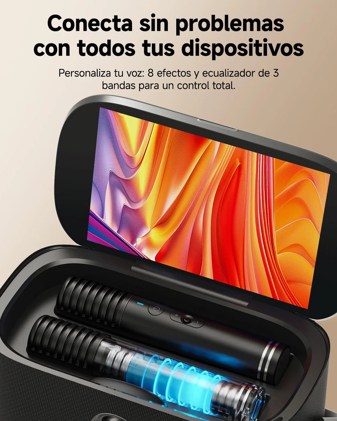Máquina de Karaoke para Adultos, Pantalla Integrada con Letras, 2 Micrófonos Inalámbricos de Autocarga, Aplicación de Karaoke, Altavoz 140W, Conexión a TV para Fiestas en Casa y Exteriores (Shell S2)