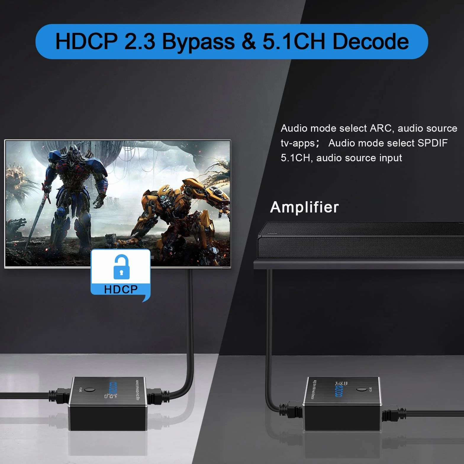 Extractor de audio HDMI 2.1 4K 120Hz VRR ALLM, conmutador ARC 2 entradas 1 salida, convertidor HDMI a SPDIF óptico 7.1/5.1CH