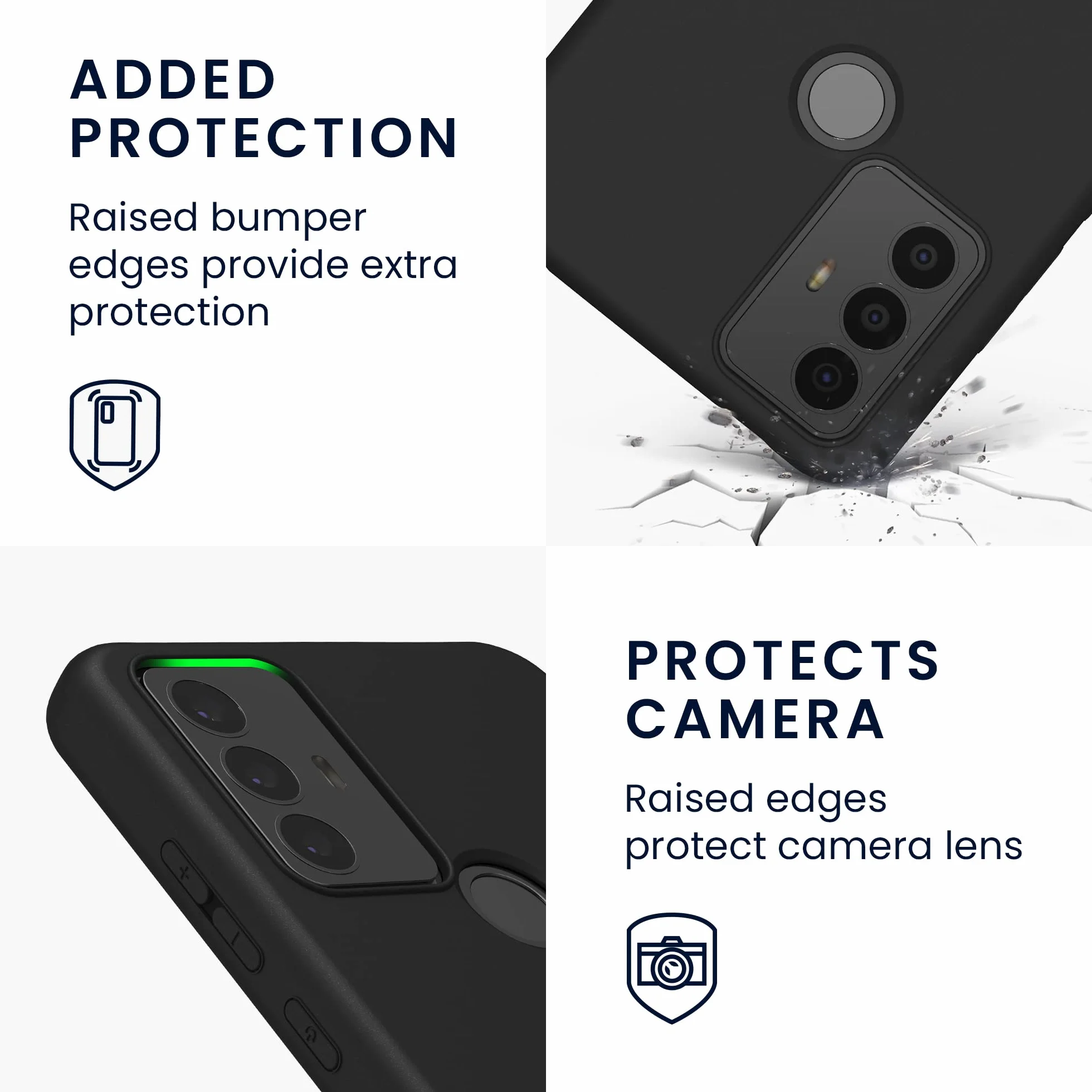 kwmobile Funda para TCL 30 E / 30 SE Carcasa - Ultrafina de TPU y Silicona con Bordes elevados anticaídas - Negro Mate
