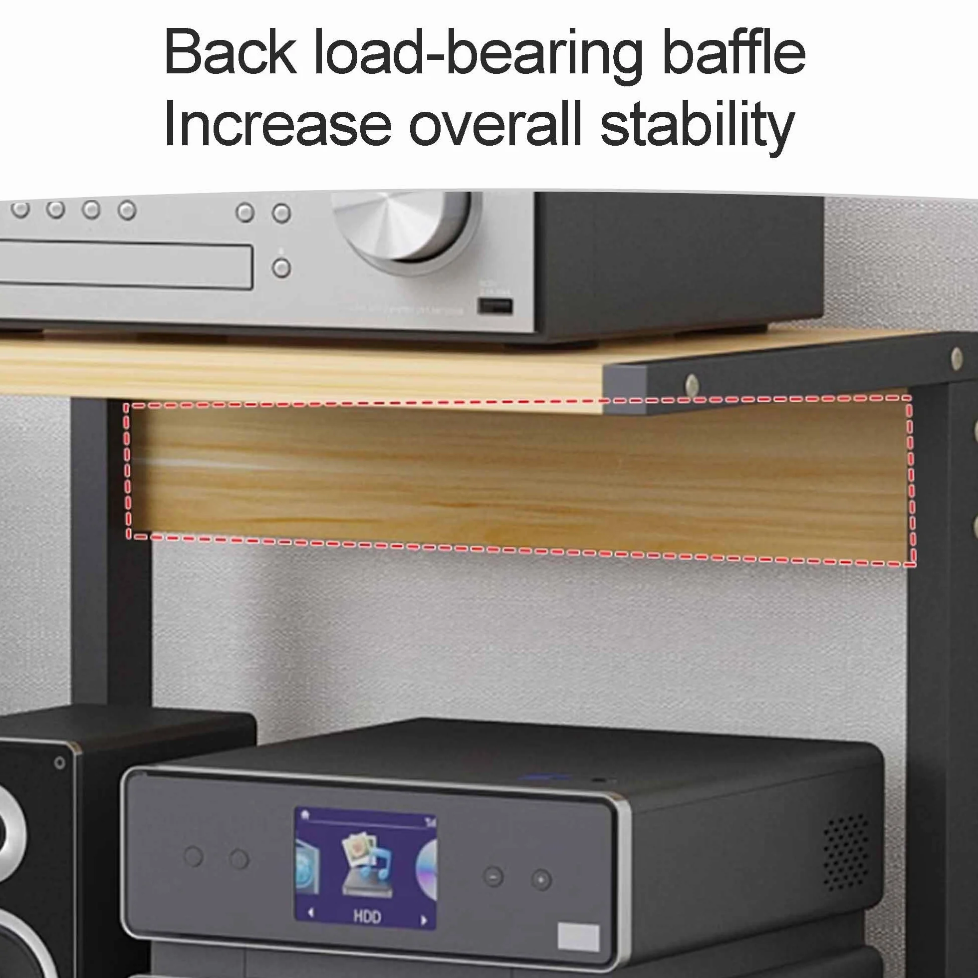 Mueble Equipo Hifi Soporte Multimedia, Soporte para medios AV Torre de rack de audio para tocadiscos, Gabinete estéreo Torre de rack de audio para sala de estar Sala de juegos y grabación(Nero,50*40*6