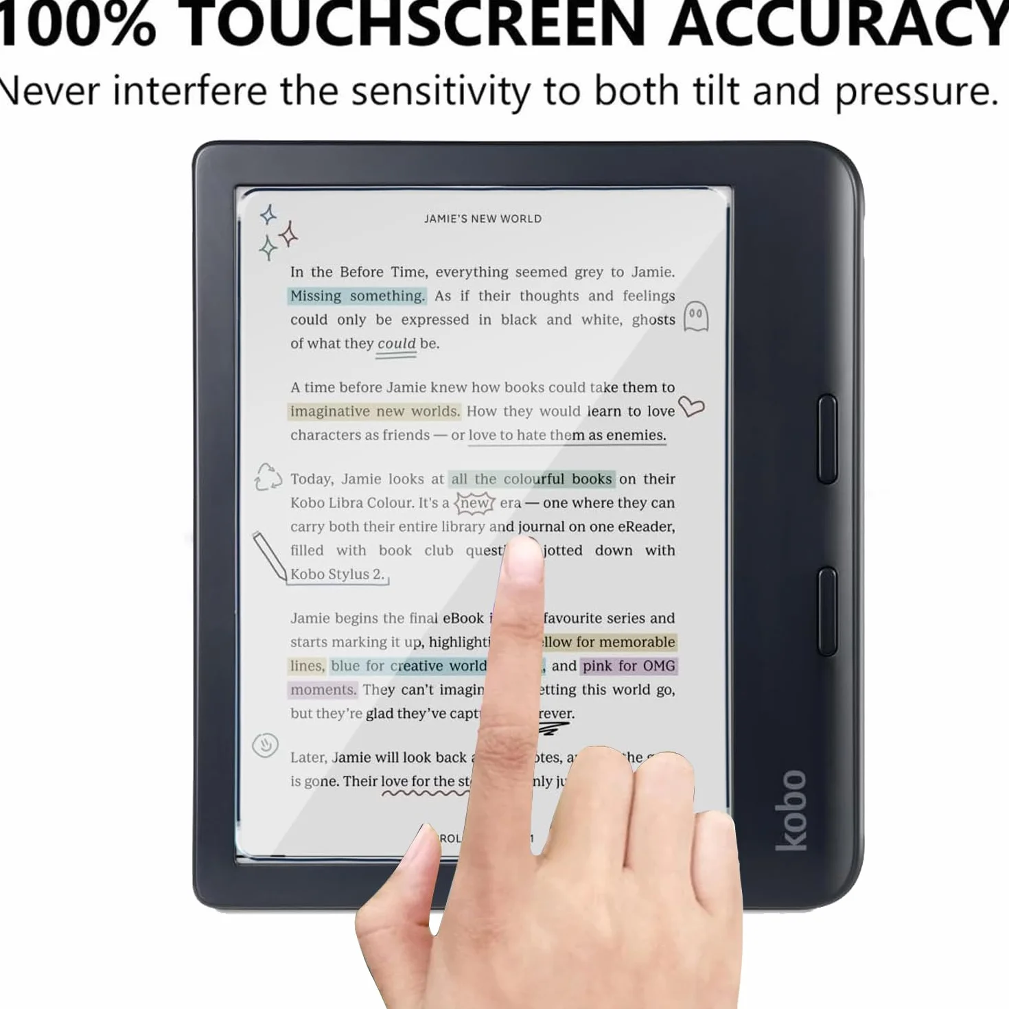 Protector de Pantalla para Kobo Libra Colour, [2 Pack] Cristal Templado Película Anti-arañazos, Alta Dureza HD Transparente Vidrio Templado para Kobo Libra Color