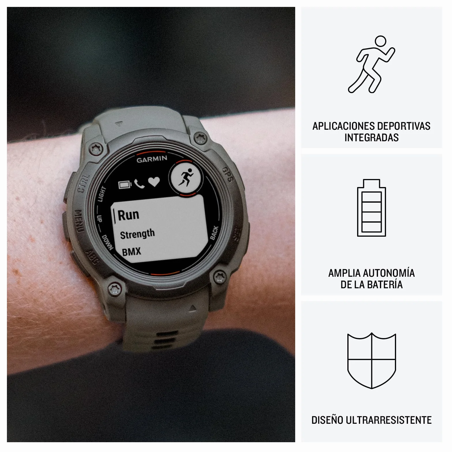 Garmin Instinct E, Reloj Inteligente con GPS, 40 mm, Resistente al Agua, Aplicaciones Deportivas integradas, Monitorización de la Salud, Notificaciones Inteligentes, Negro