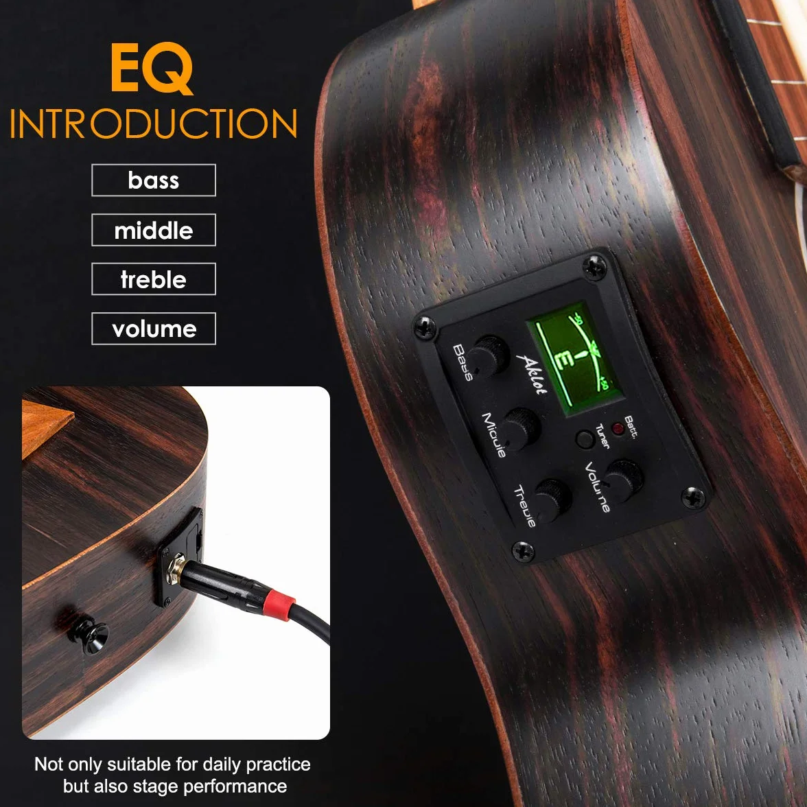 Aklot Ukelele bajo de 30 pulgadas Electric Acoustic barítono Ukulele Bass Professional Aquila EADG con correa de bolsa