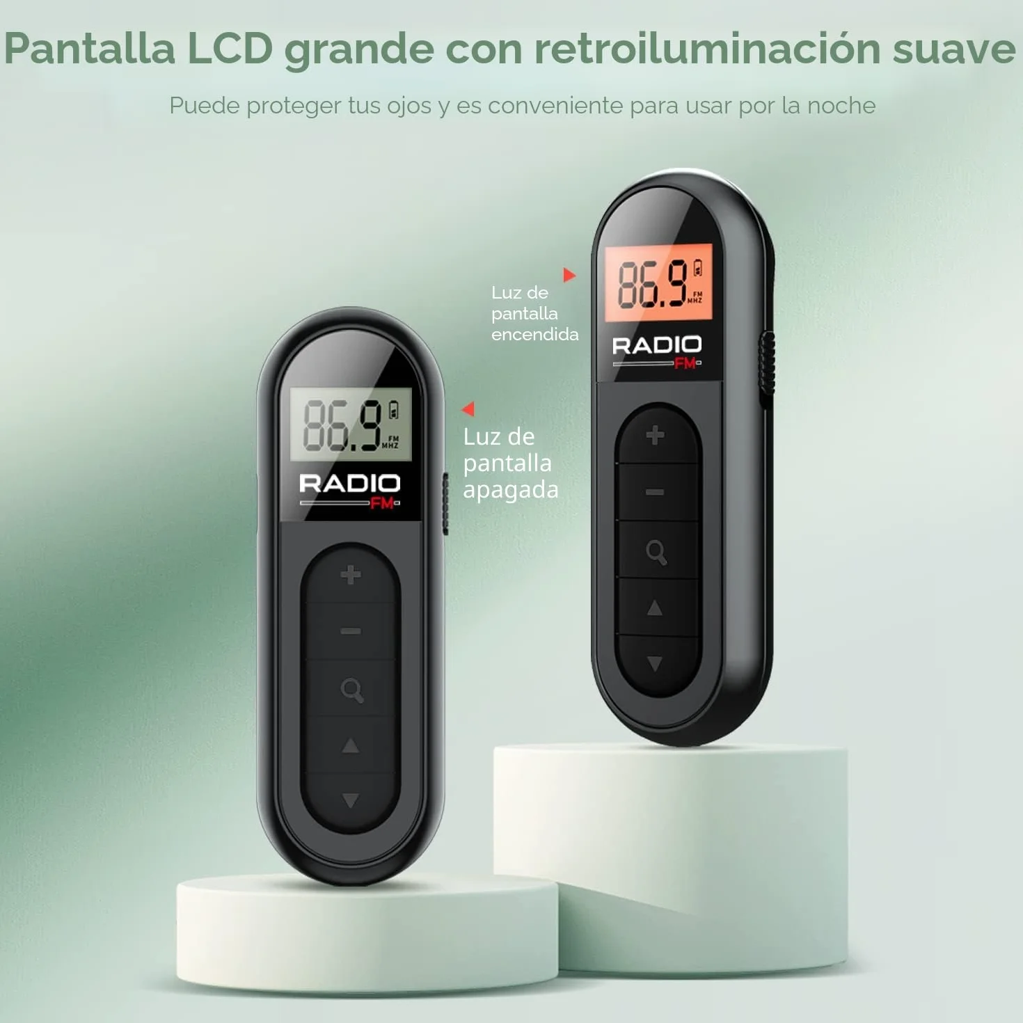 Radio FM Portátil, Radio Digital de Bolsillo a Transistor Recargable con Excelente Recepción, Clip para Cinturón, Auriculares para Footing y Caminata