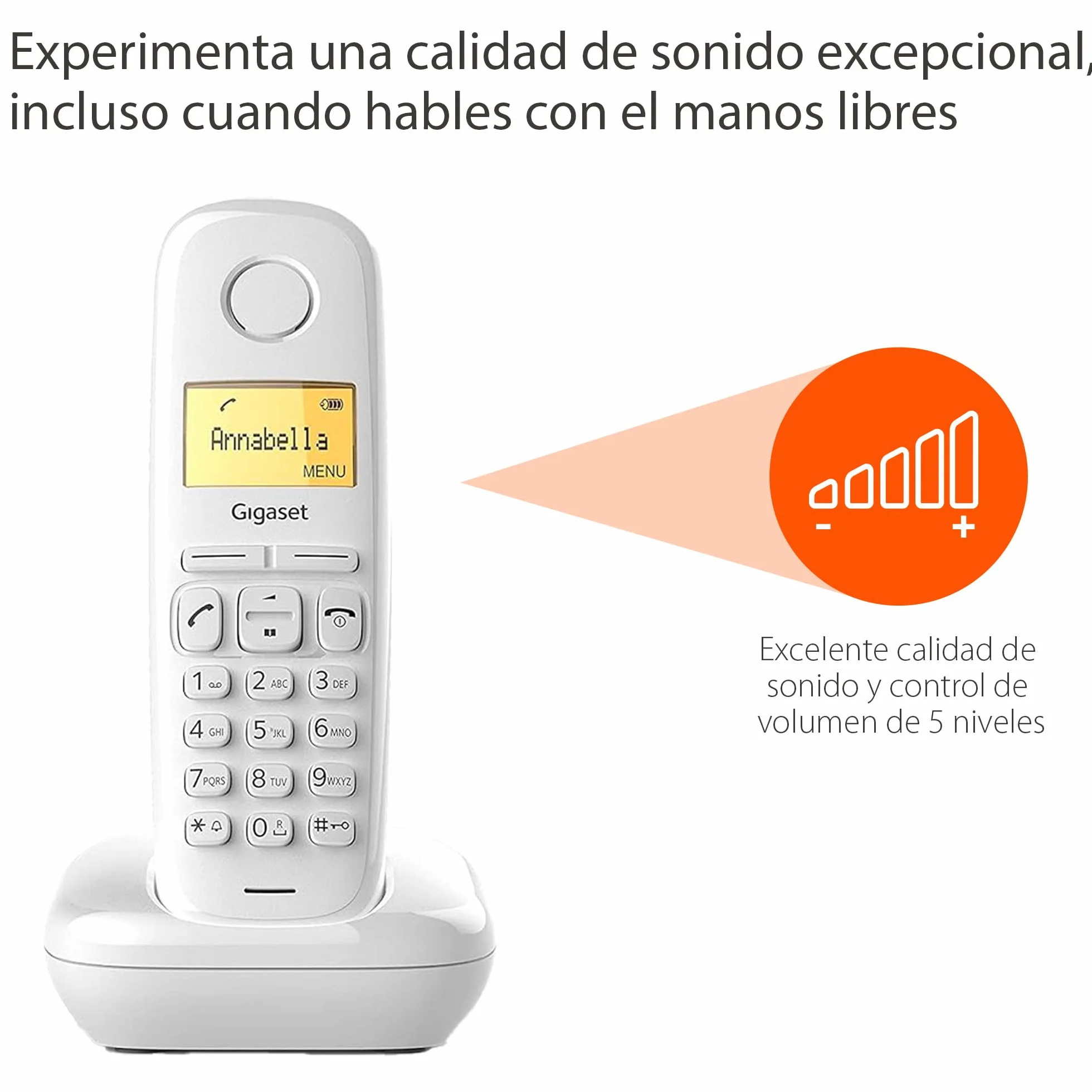 Gigaset A170 Teléfono DECT inalámbrico Pantalla Gráfica Iluminada Blanco