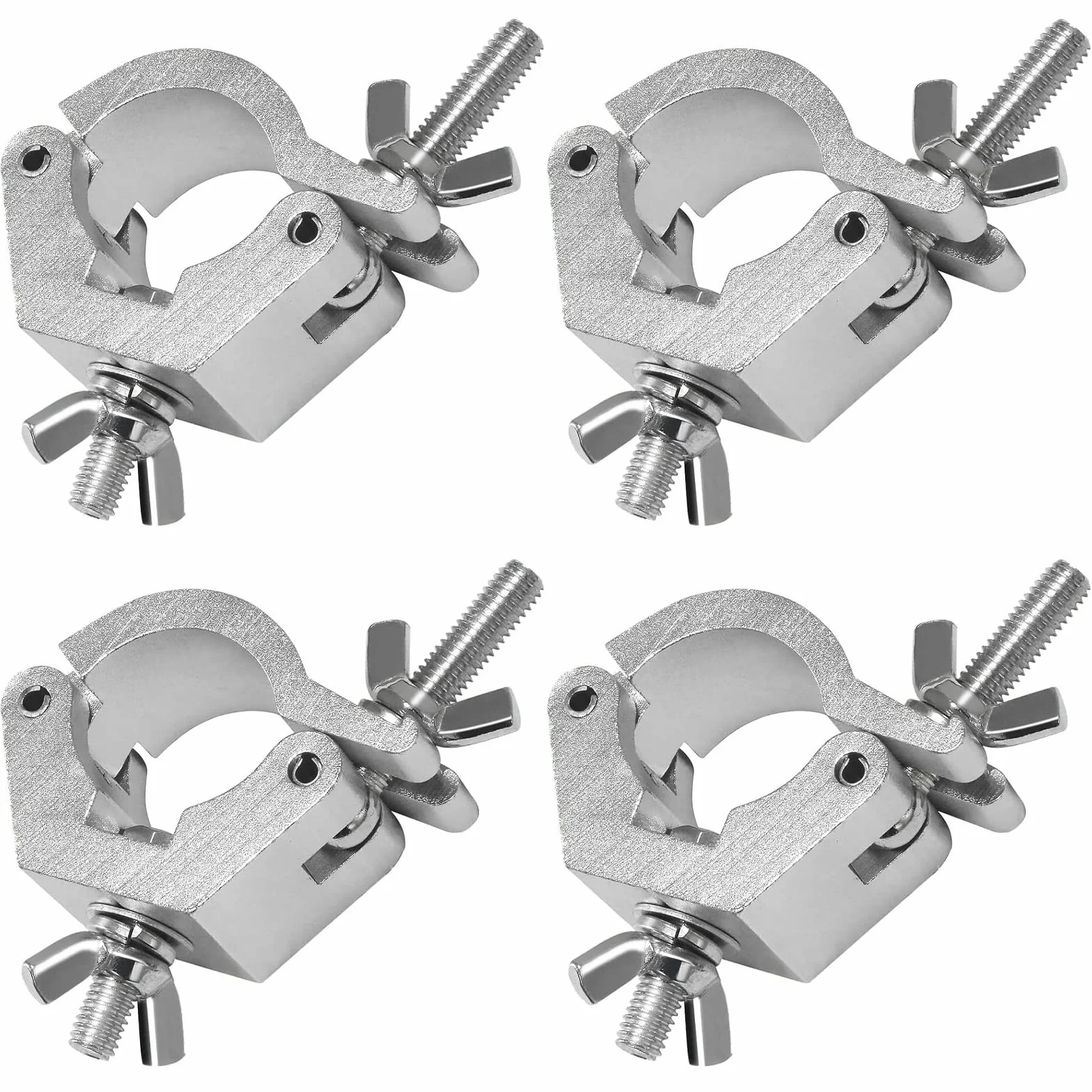 WECAN Iluminación de escenario y accesorios, abrazadera de aluminio en C, abrazaderas resistentes para andamios, ajustables de 30-35 mm (1,18 a 1,38 pulgadas) (4 unidades, color plateado)