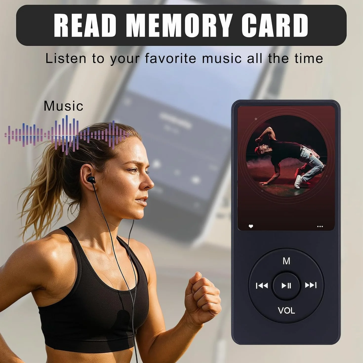 Reproductor MP3 MP4 32GB Bluetooth 5.0 Altavoz HD Pantalla TFT 1.8" Ampliable 128GB
