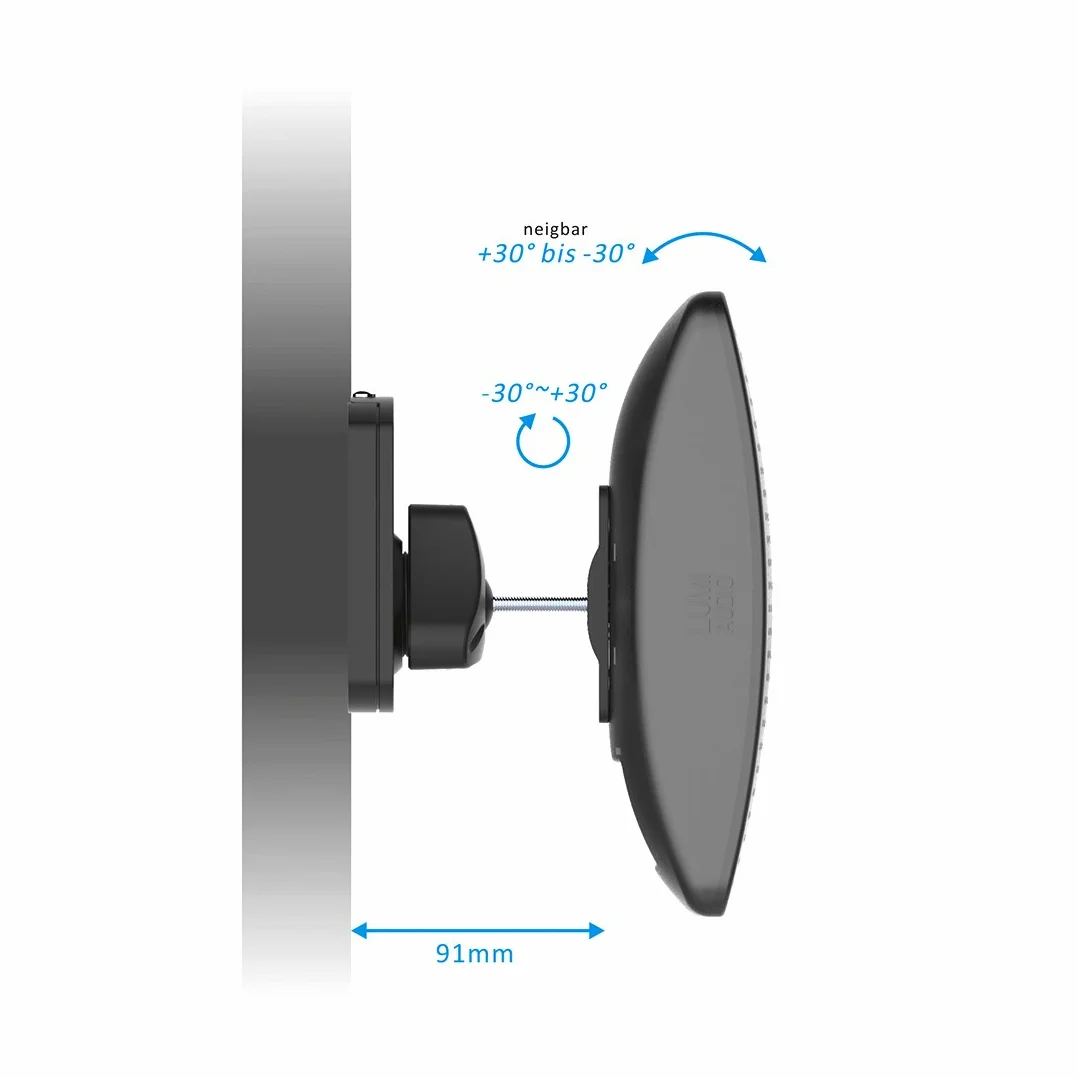 deleyCON 4X Soporte Universal para Altavoces y Bafles de Grado de Rotación + Inclinación hasta 10kg de Carga Instalación en Paredes y Techos - Negro