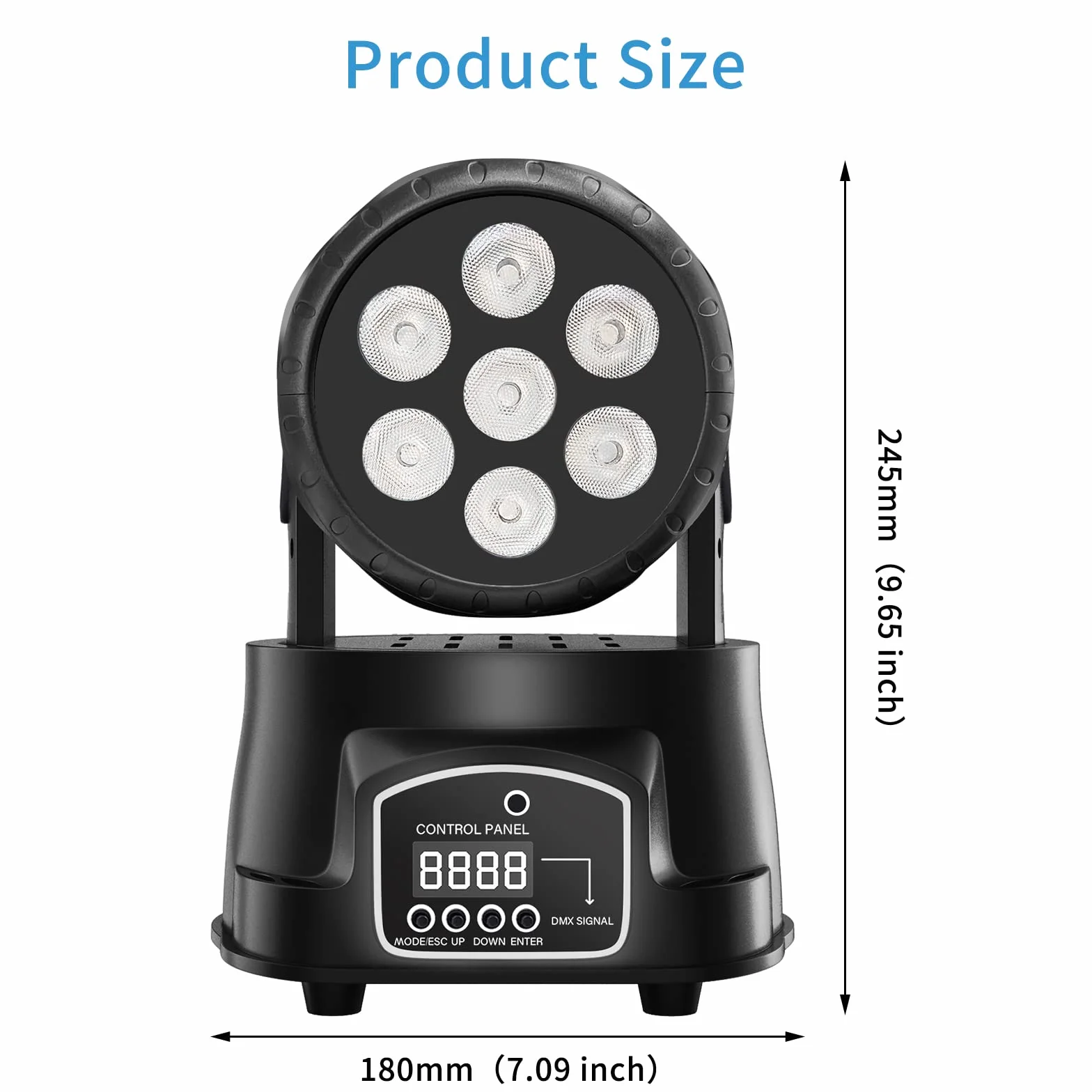 BETOPPER Cabeza Móvil LED, Luz Discoteca 7x8W LED RGBW, DMX 512 Luces Discoteca con 4 Modo de Control para DJ, Disco Party, Bar Club Nocturno LM70S 1-Pack