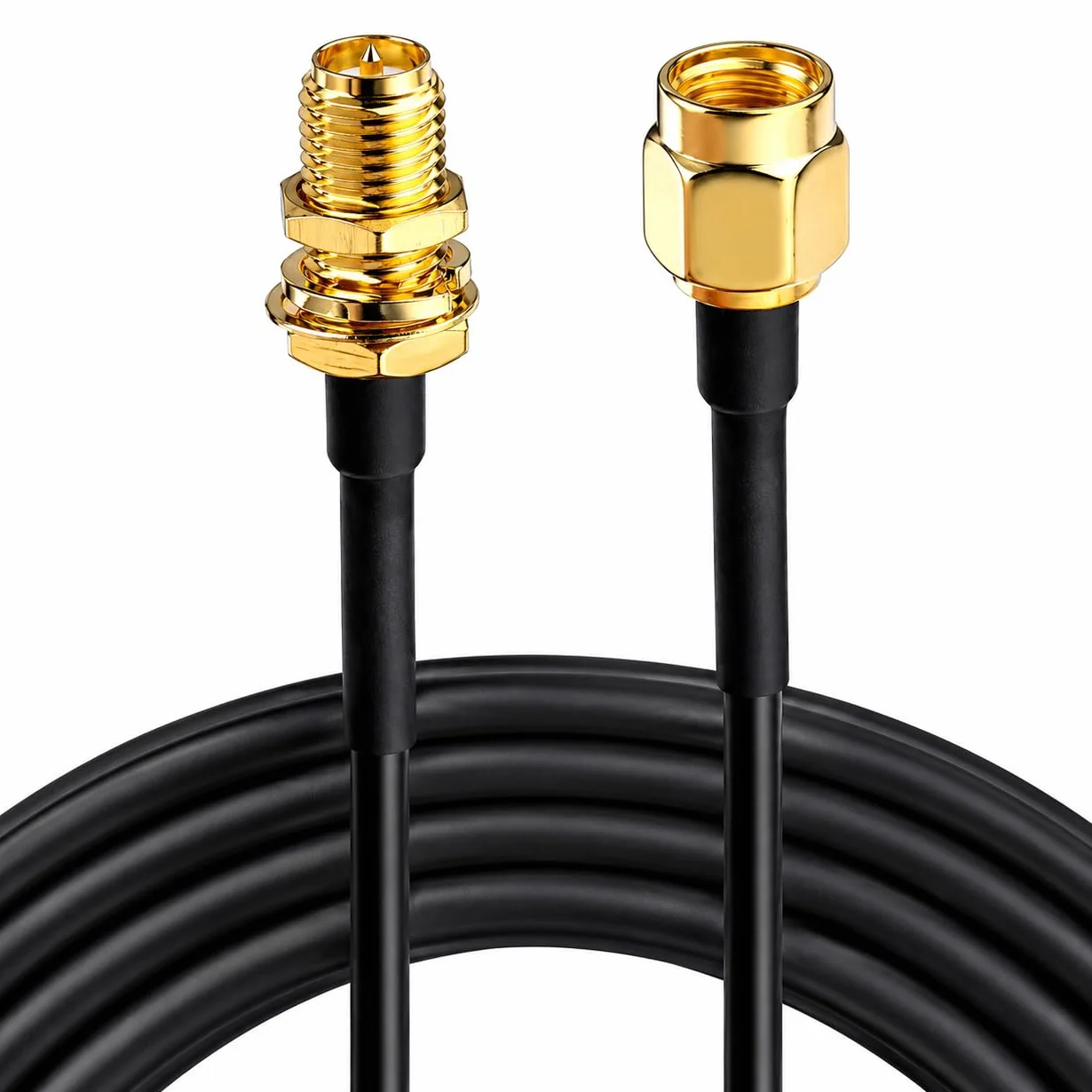 CABLEPELADO Cable de antena extensión de RP-SMA macho a hembra, Cable de antena wifi de baja pérdida, Cable Coaxial Extensión Antena WiFi, Cable Tarjeta de Red wifi, Negro, 2 Metros