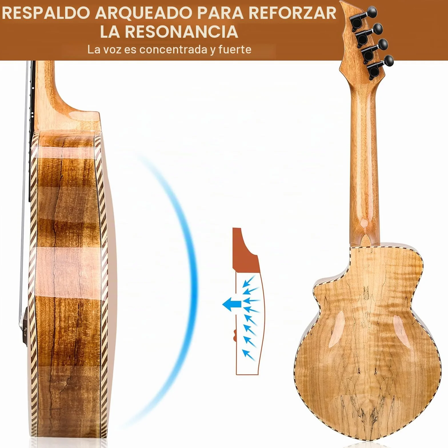 Ukelele de concierto de arce de alta calidad, ukelele profesional liso brillante ultra fino Hawái Ukele Concierto Instrumentos musicales de concierto de 23 pulgadas con estuche