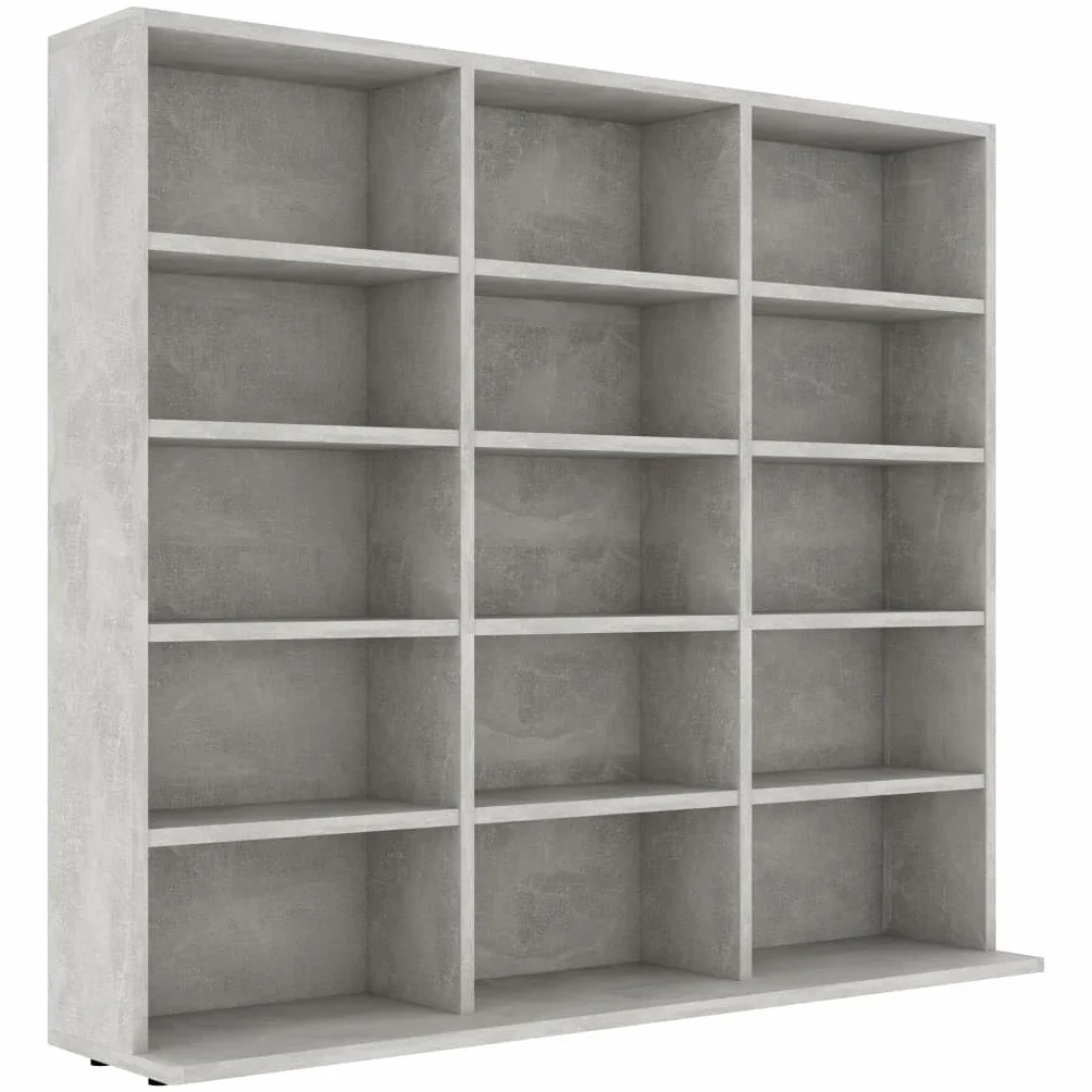 Genérico Estantería para CD contrachapada Gris hormigón 102x23x89,5 cm,Almacenamiento para CD y DVD-801791