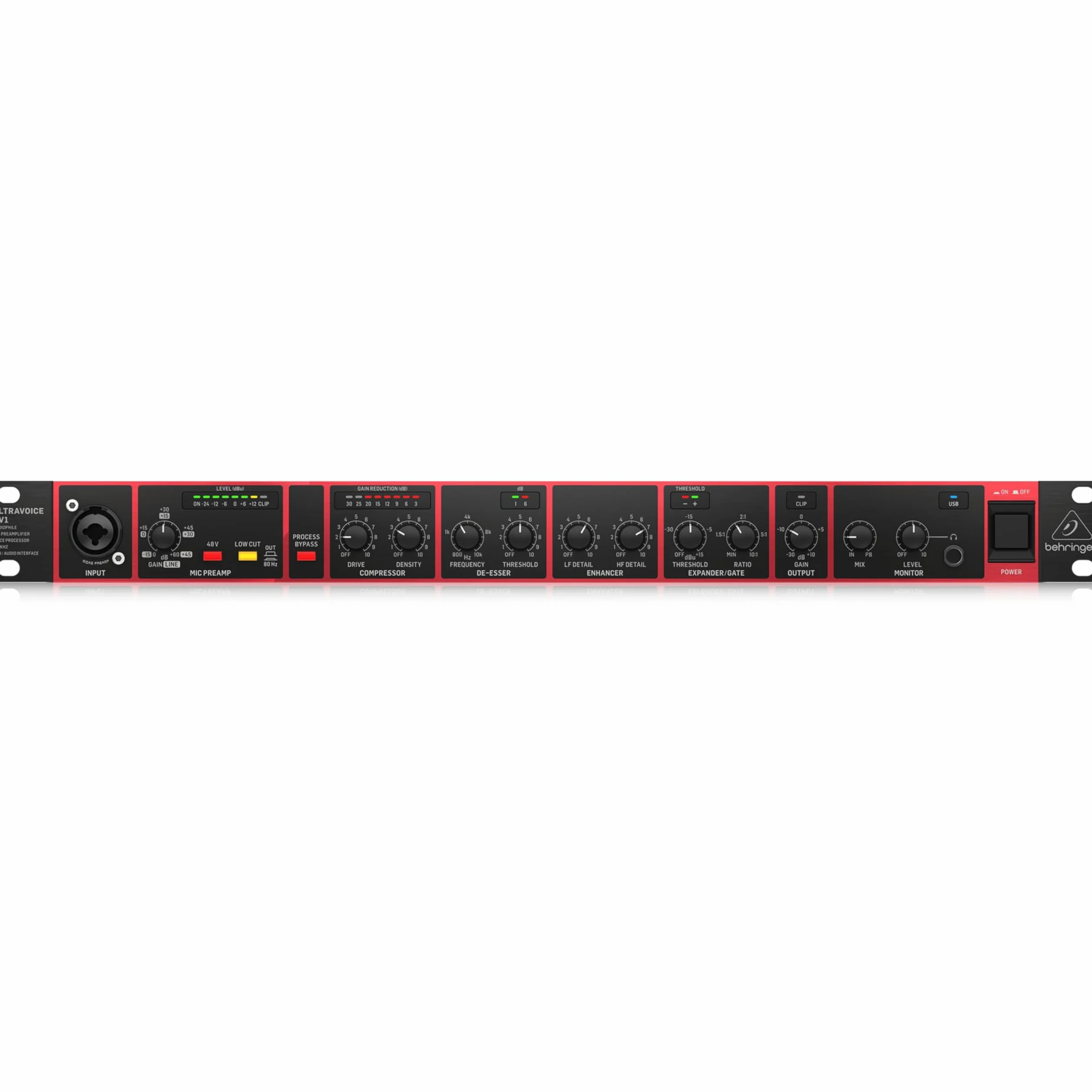 Preamplificador de micrófono Behringer UV1 Audiophile, procesador de voz e interfaz de audio USB de 192 kHz