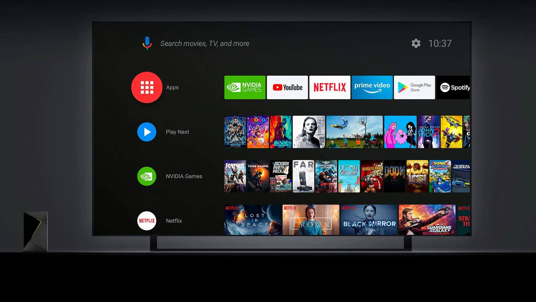 Nvidia Shield TV Pro, Procesador con Control Remoto, Chrome, Negro
