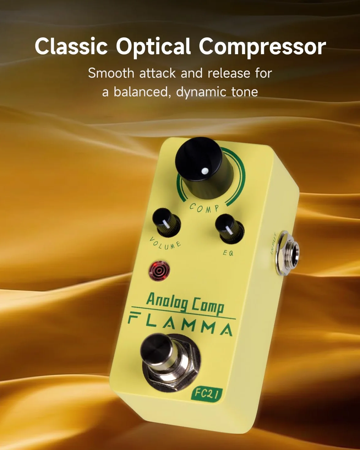 FLAMMA FC21 - Pedal compresor de efectos de guitarra eléctrica, efecto de compresión óptico clásico, True Bypass