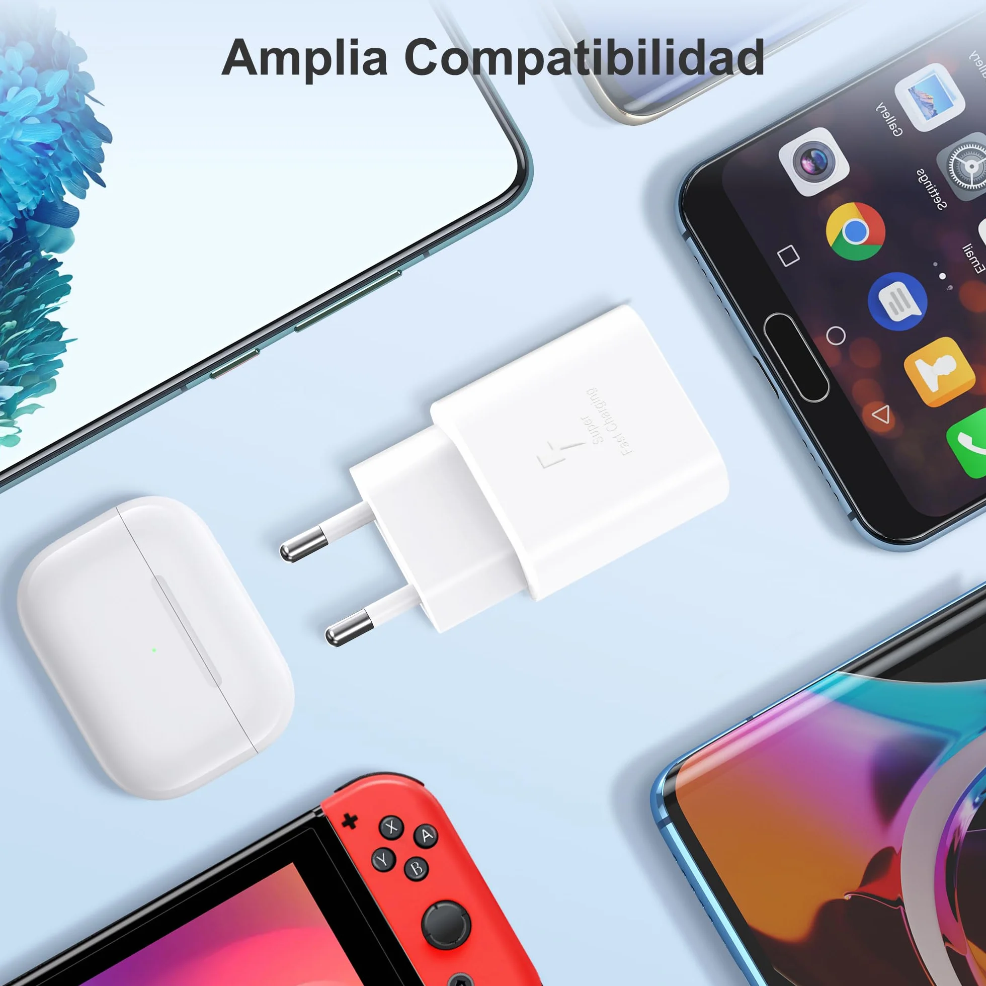 YISH Cargador USB C Carga Rápida 25W PD/QC 3.0 3A Tipo C con Cable 60W