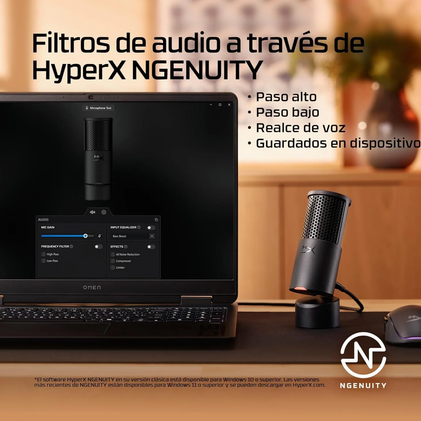 HyperX Solocast 2 - Micrófono Condensador USB patrón cardioide, Juegos, Streaming, podcasts, PC, Twitch, Youtube, Discord, Negro