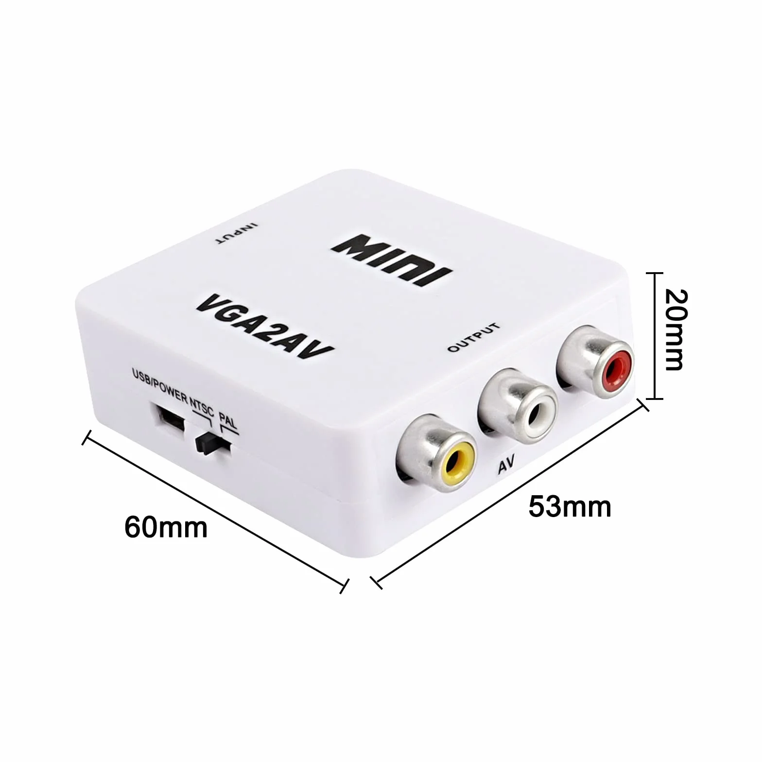 XMSJSIY Convertidor AV a VGA la Caja de adaptadores de convertidor Compuesto con Cable de alimentación USB HD 1080p convertidor de Audio y Video PC a TV Set Top Box