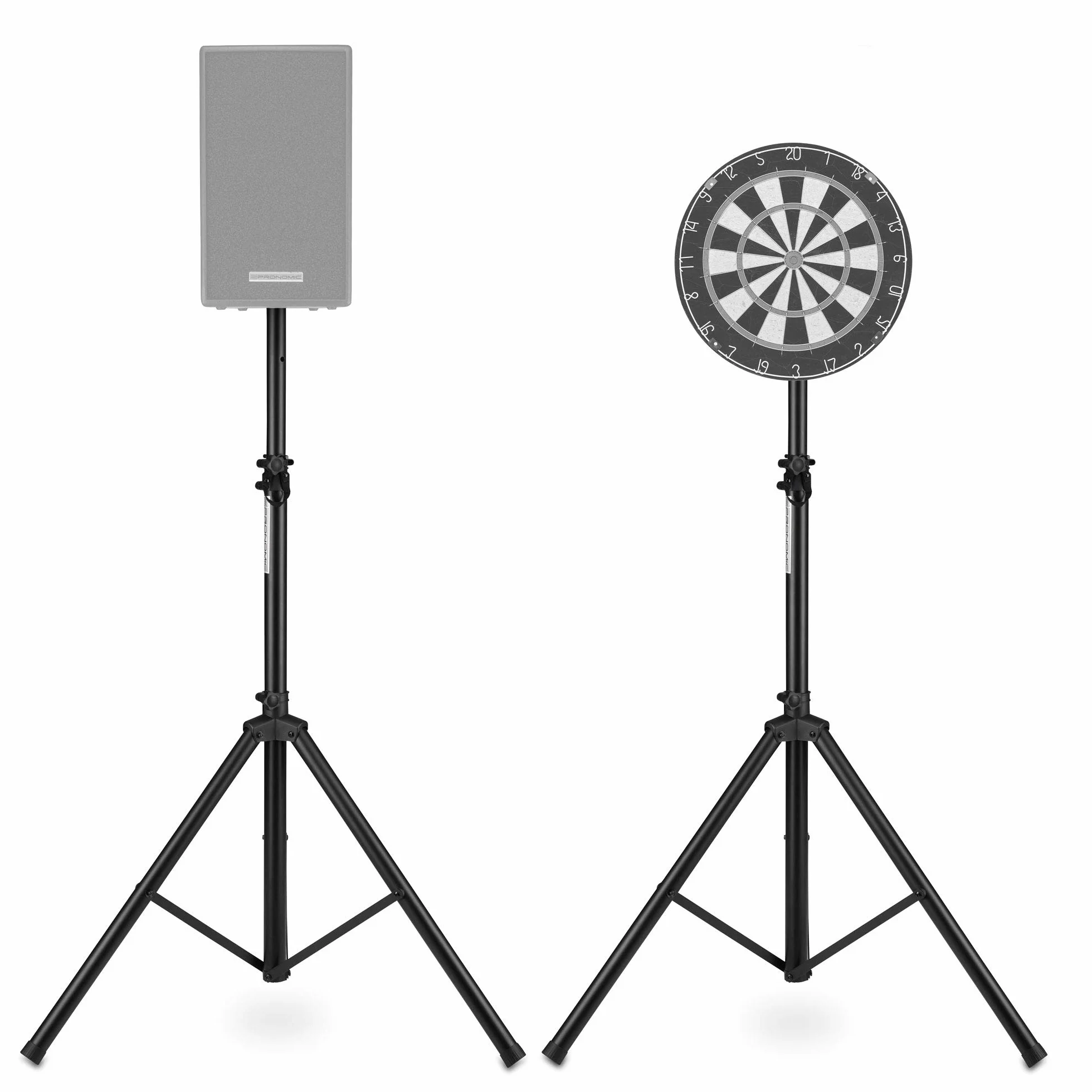 2x Pronomic SPS-1A Soportes de aluminio para altavoces, trípode ancho, altura 125-185 cm. También para dardos o fotografía. Incluye bolsa.