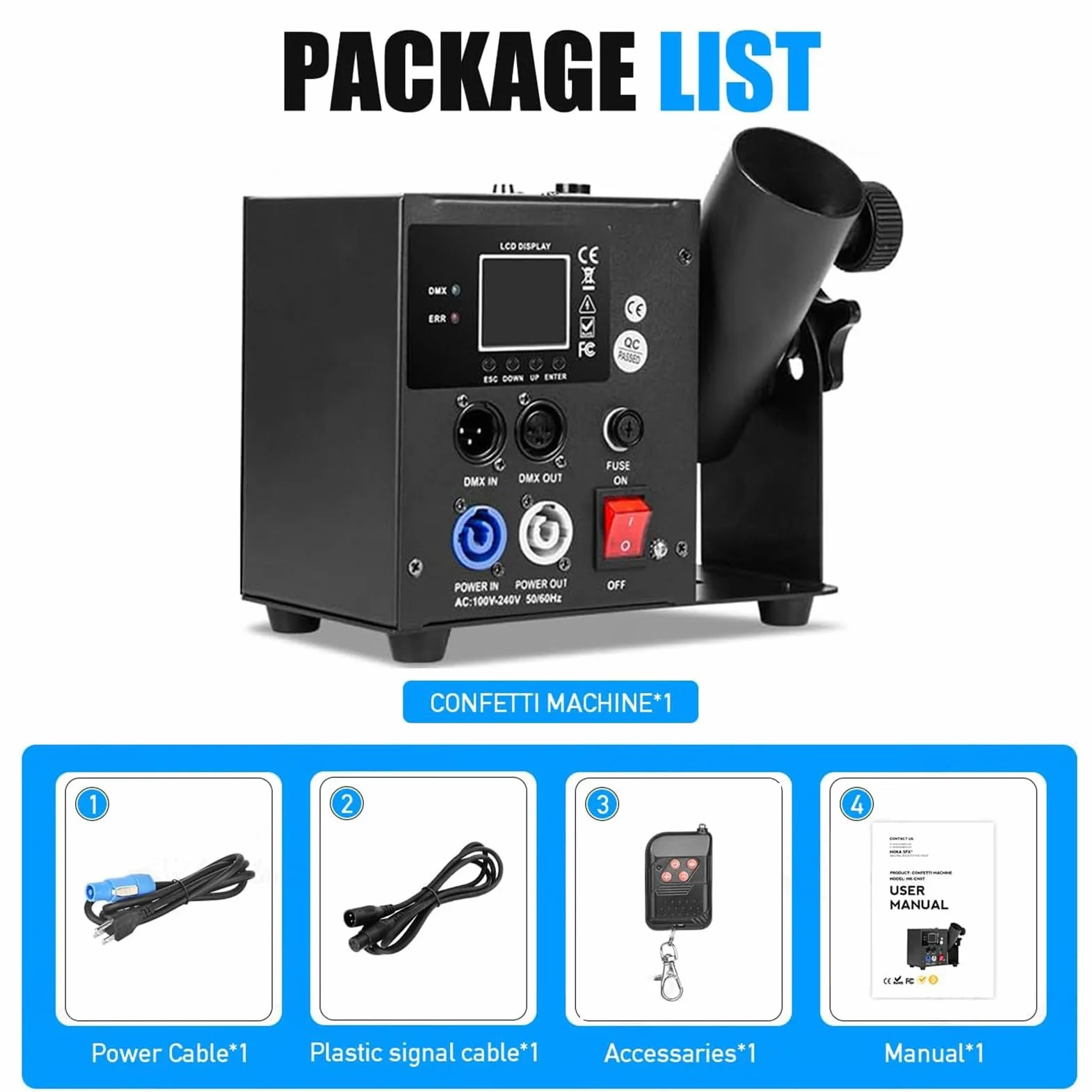 MáQuina De Confeti EléCtrica Profesional, CañóN De Confeti Digital Con Control Dmx Y Mando A Distancia Para Fiestas, Discotecas, Bodas, Escenarios, Conciertos Y Navidad