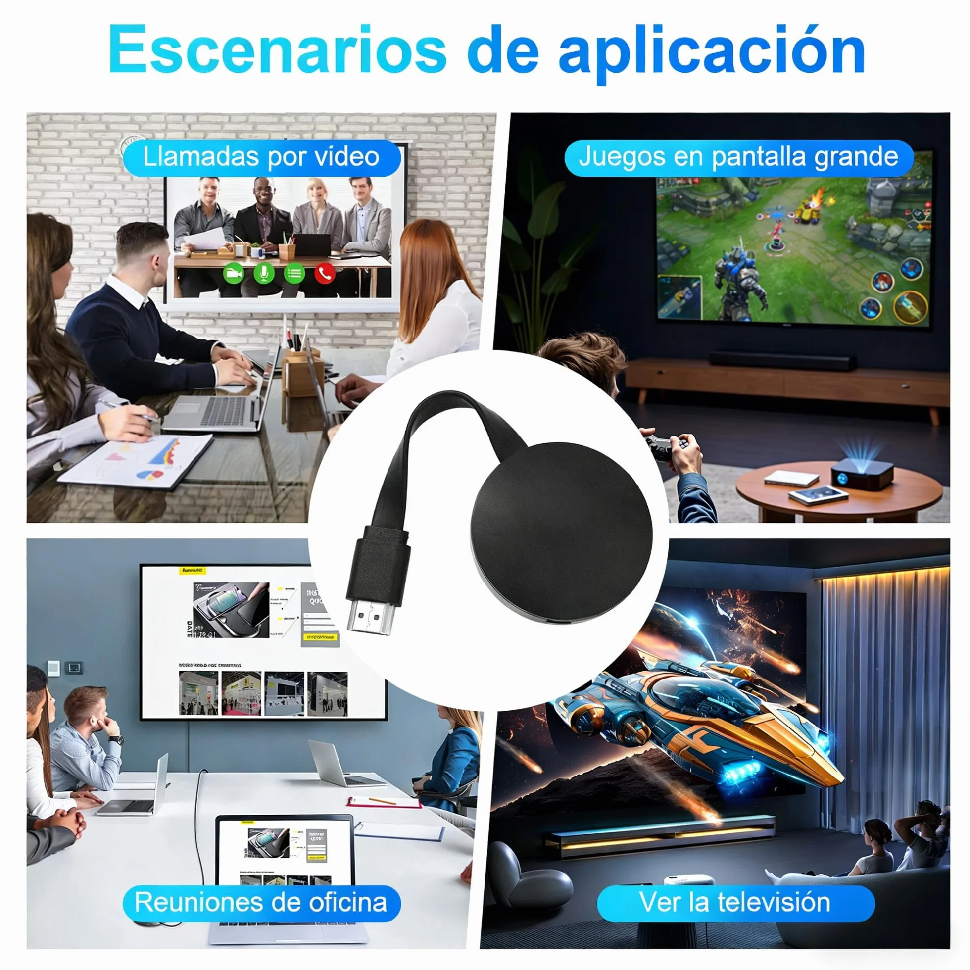Adaptador HDMI Inalámbrico 4K Dongle WiFi Display 1080P para TV Proyector Monitor Miracast AirPlay DLNA Streaming iPhone Android PC
