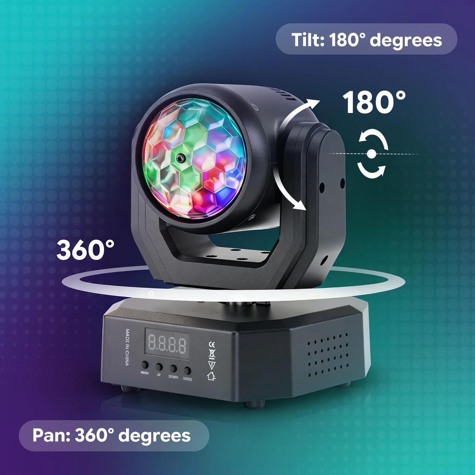 Cabeza Móvil LED 30W,DMX512 RGW Efectos de Iluminación,5 Modos de Control Con Control Remoto Mini Cabeza Movil LED Discoteca Para DJ, Fiestas e Iluminación