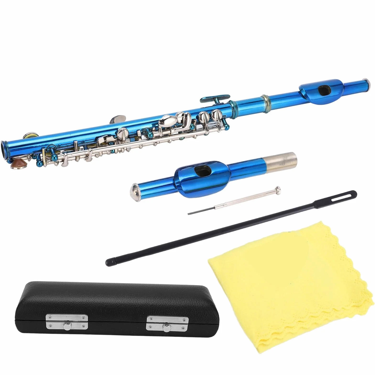 CHICIRIS Cuproníquel de Flauta Piccolo Azul, Instrumento para Principiantes de con Orificio de Sonido Dibujado con Precisión para una Calidad de Sonido Superior, Uso a Largo Plazo,
