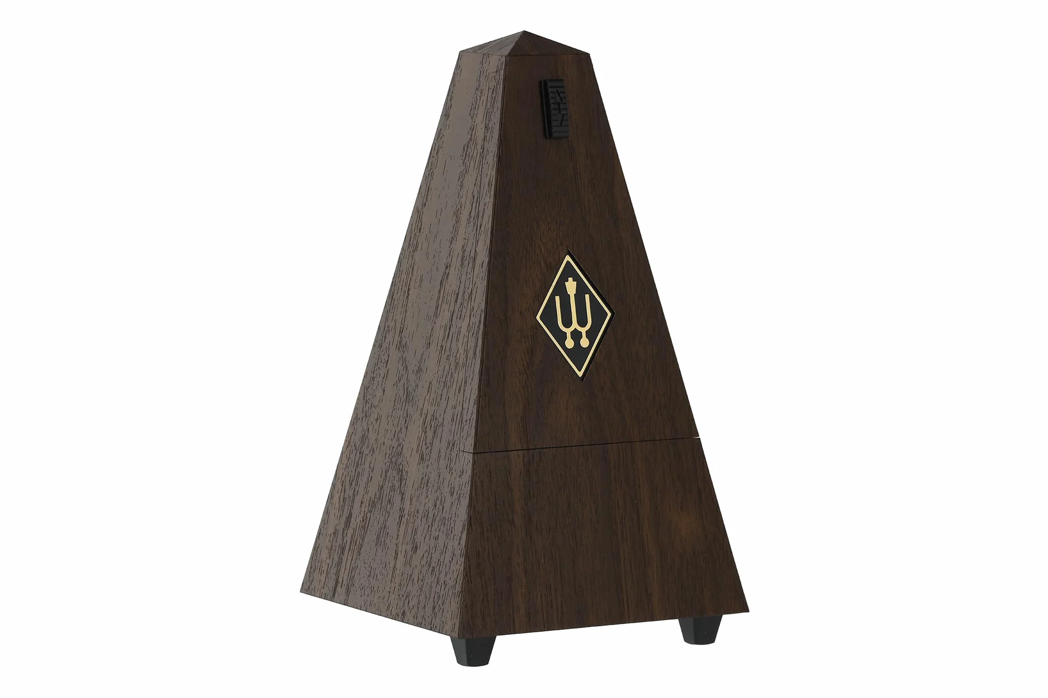 Wittner Metrónomo Taktell Forma de Pirámide Sistema Maelzel Serie 855 - Carcasa de plástico - Con campana - Veta de nogal - Mecánico para dar cuerda - No se requieren baterías - Hecho en Alemania