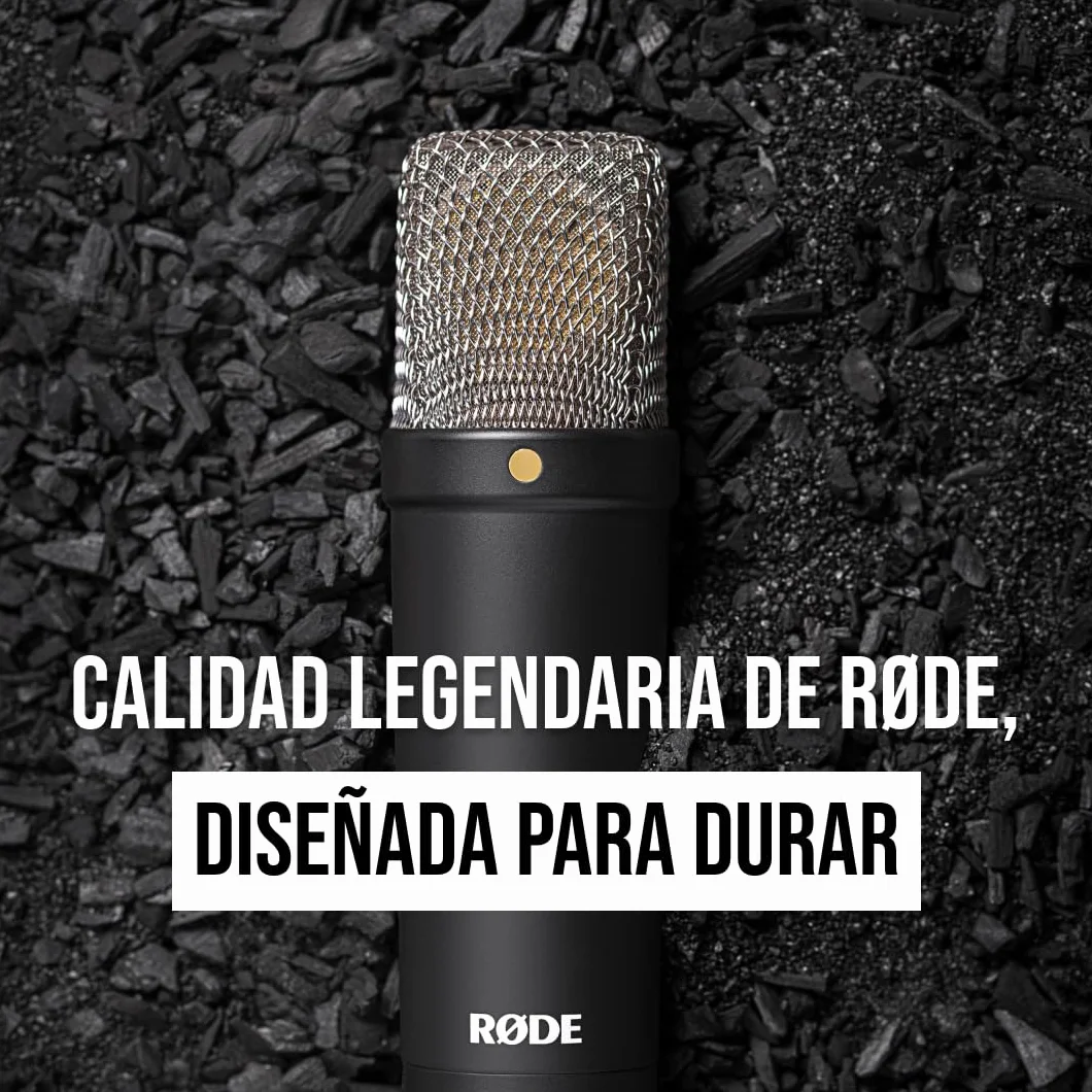 RØDE NT1 Signature Series micrófono de condensador de gran diafragma de la con soporte antivibraciones, filtro antipop y cable XLR para producción musical, grabación de voz y podcasting (Negro)